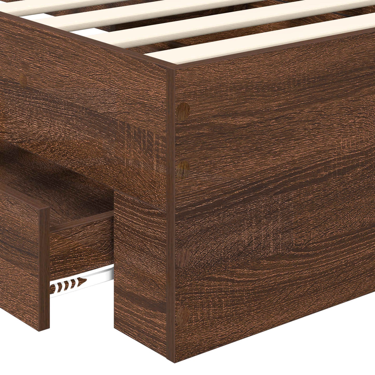 Bedframe Bruin Eiken en Zilver 75 x 190 cm Bewerkt hout is nu te koop bij PeponiXL, paradijselijk wonen!