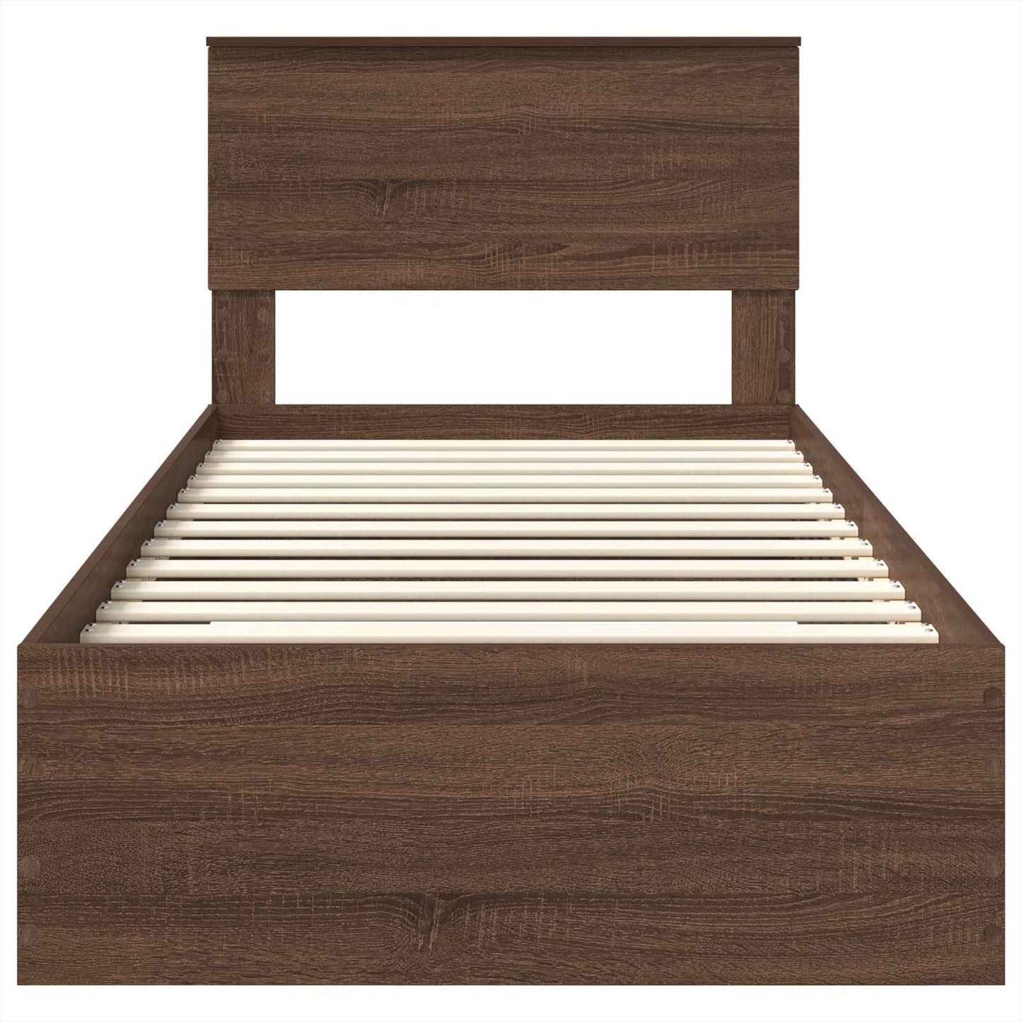 Bedframe Bruin Eiken en Zilver 75 x 190 cm Bewerkt hout is nu te koop bij PeponiXL, paradijselijk wonen!