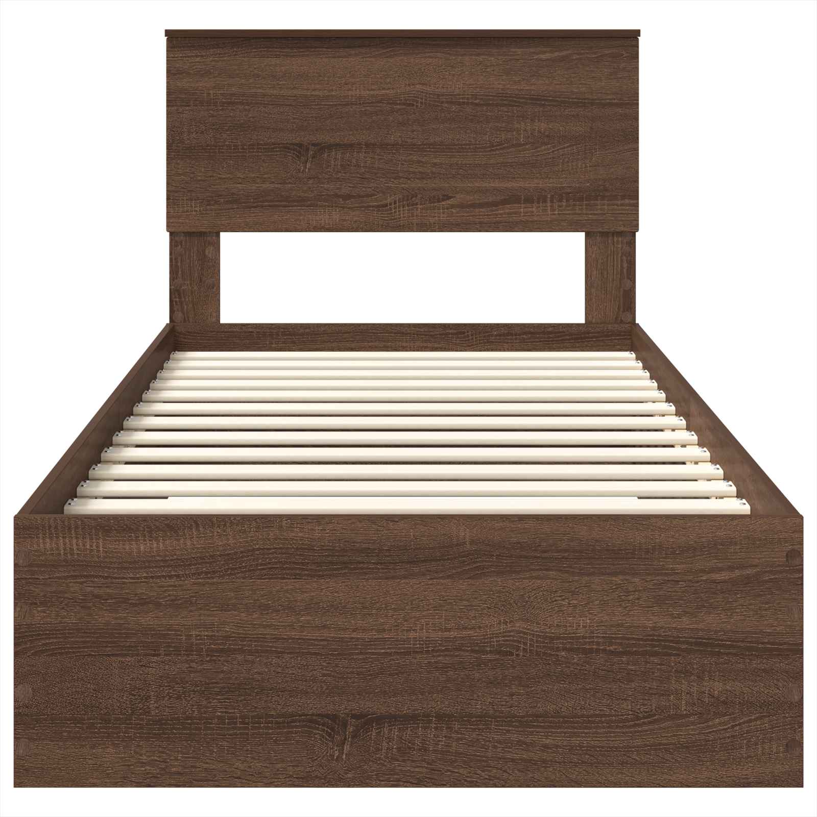 Bedframe Bruin Eiken en Zilver 75 x 190 cm Bewerkt hout is nu te koop bij PeponiXL, paradijselijk wonen!