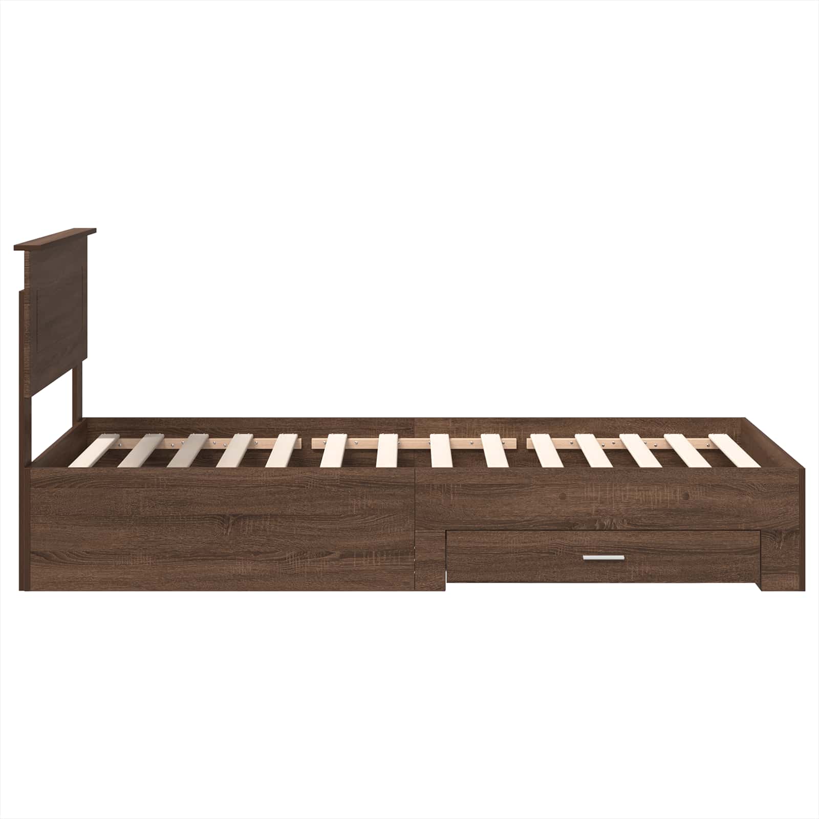 Bedframe Bruin Eiken en Zilver 75 x 190 cm Bewerkt hout is nu te koop bij PeponiXL, paradijselijk wonen!