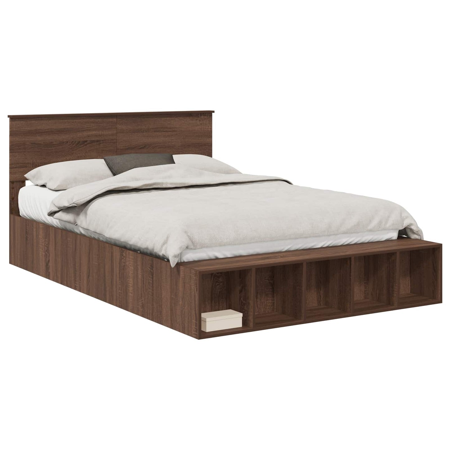 Bedframe met plank Bruin Eiken 140 x 200 cm Bewerkt hout