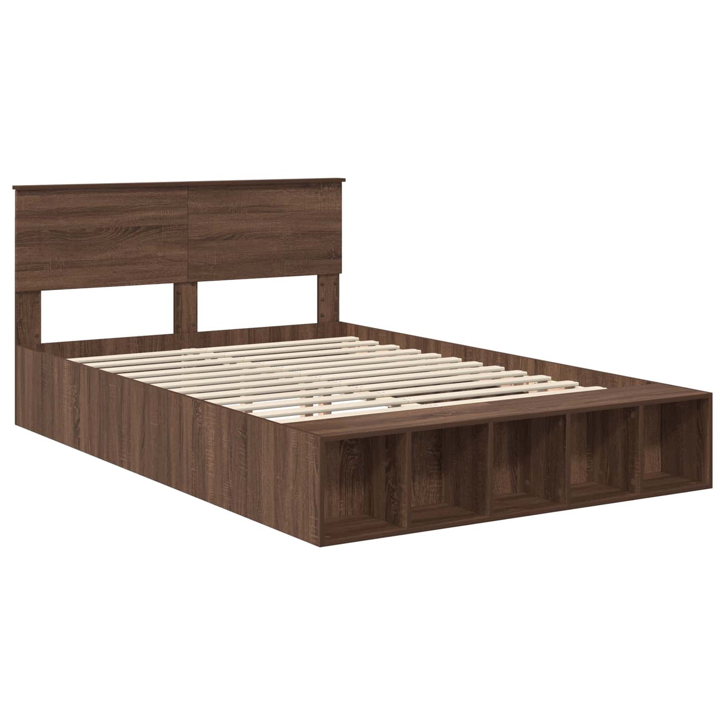 Bedframe met plank Bruin Eiken 140 x 200 cm Bewerkt hout