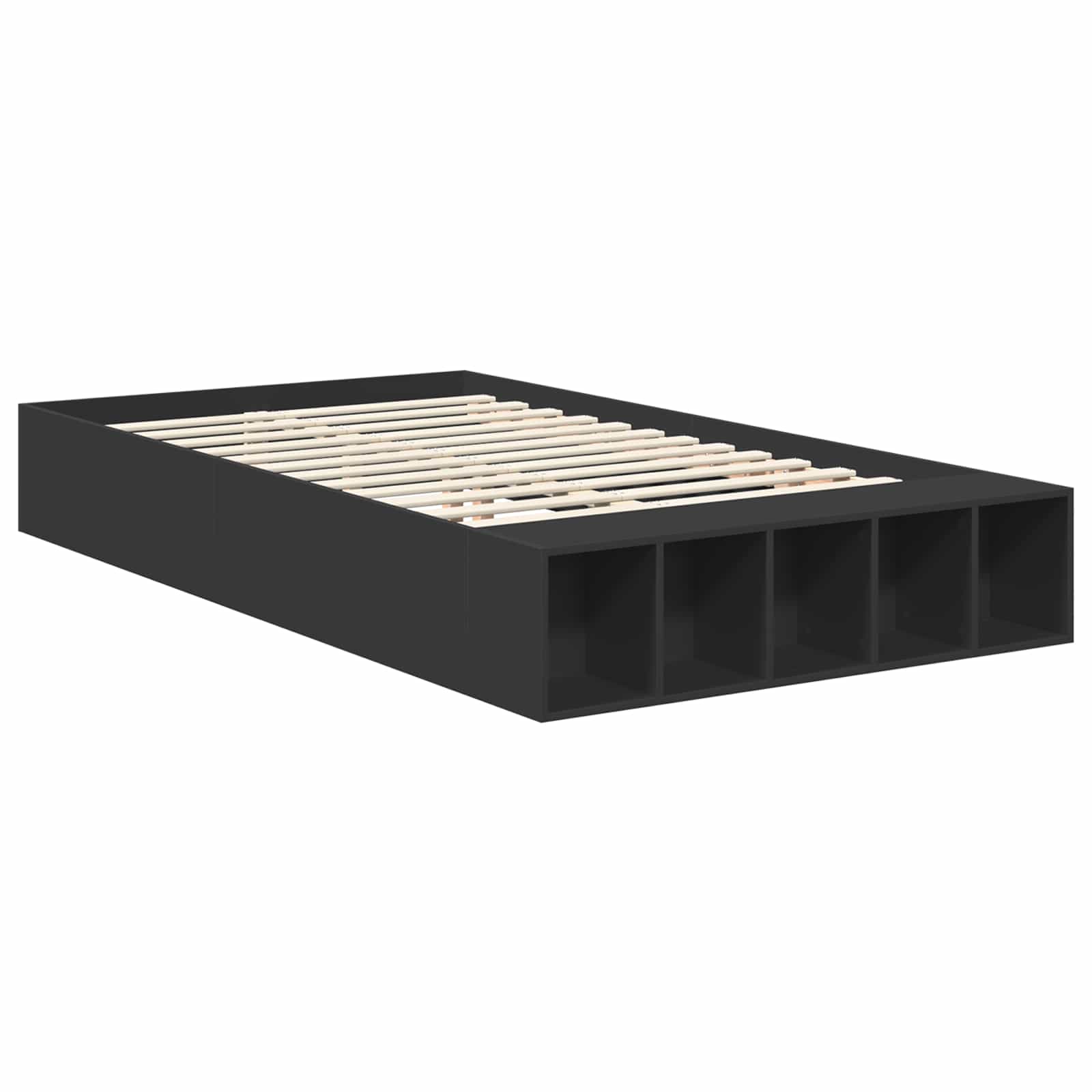 Bedframe met plank met opslag Zwart 120 x 190 cm Bewerkt hout is nu te koop bij PeponiXL, paradijselijk wonen!