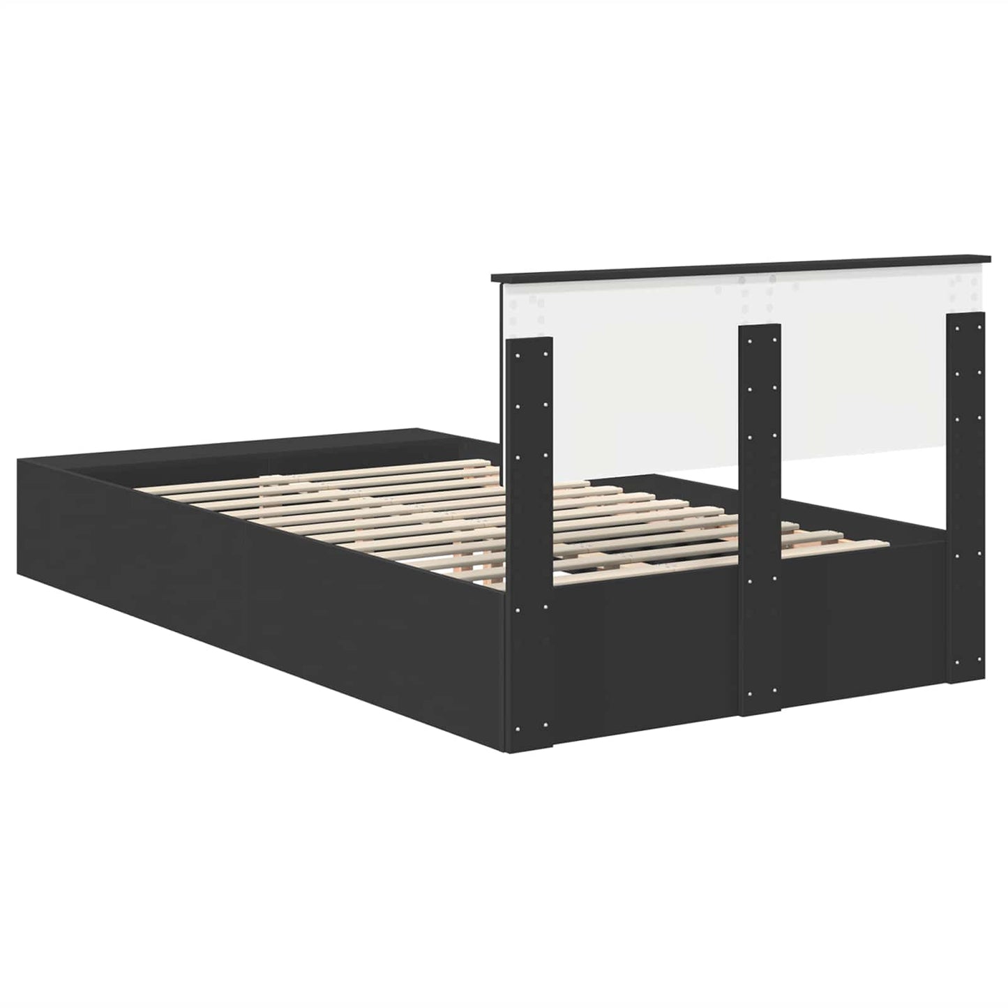 Bedframe met plank met opslag Zwart 120 x 190 cm Bewerkt hout is nu te koop bij PeponiXL, paradijselijk wonen!