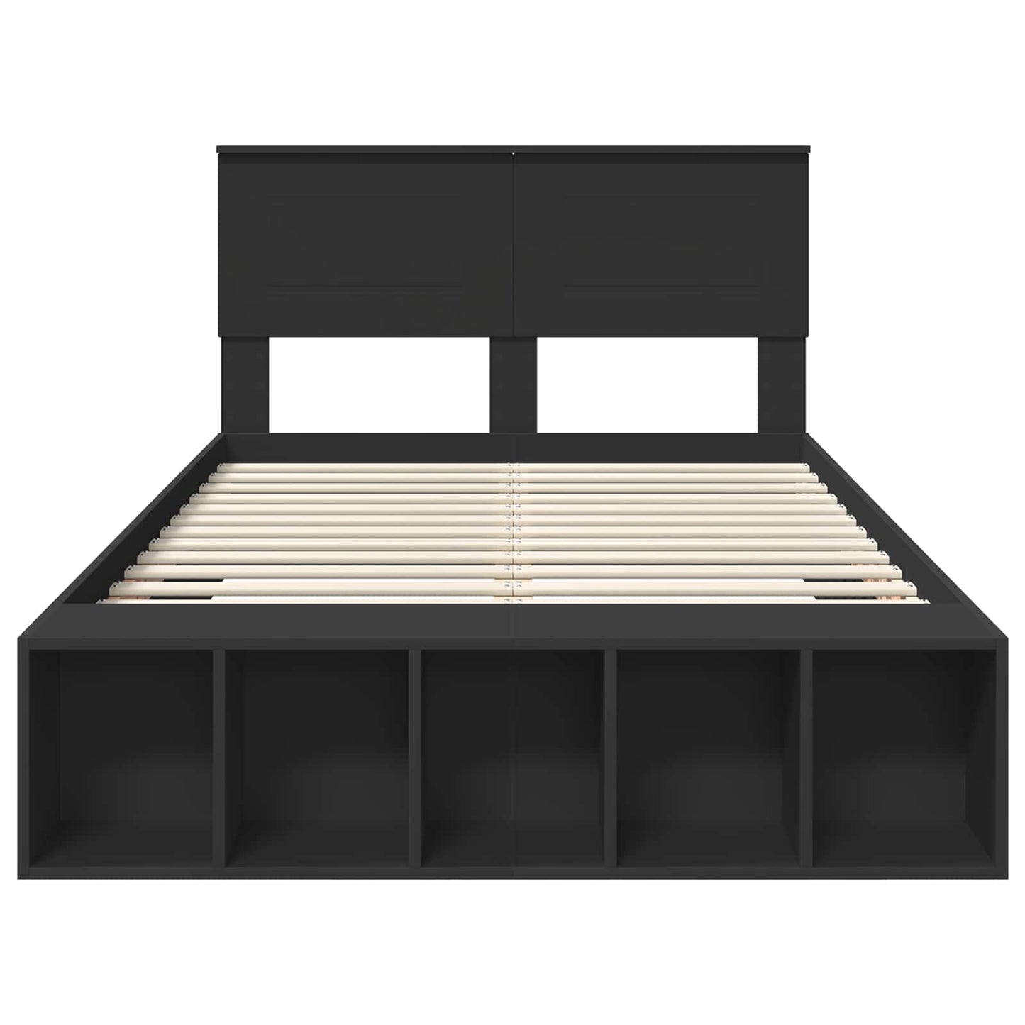 Bedframe met plank met opslag Zwart 120 x 190 cm Bewerkt hout is nu te koop bij PeponiXL, paradijselijk wonen!