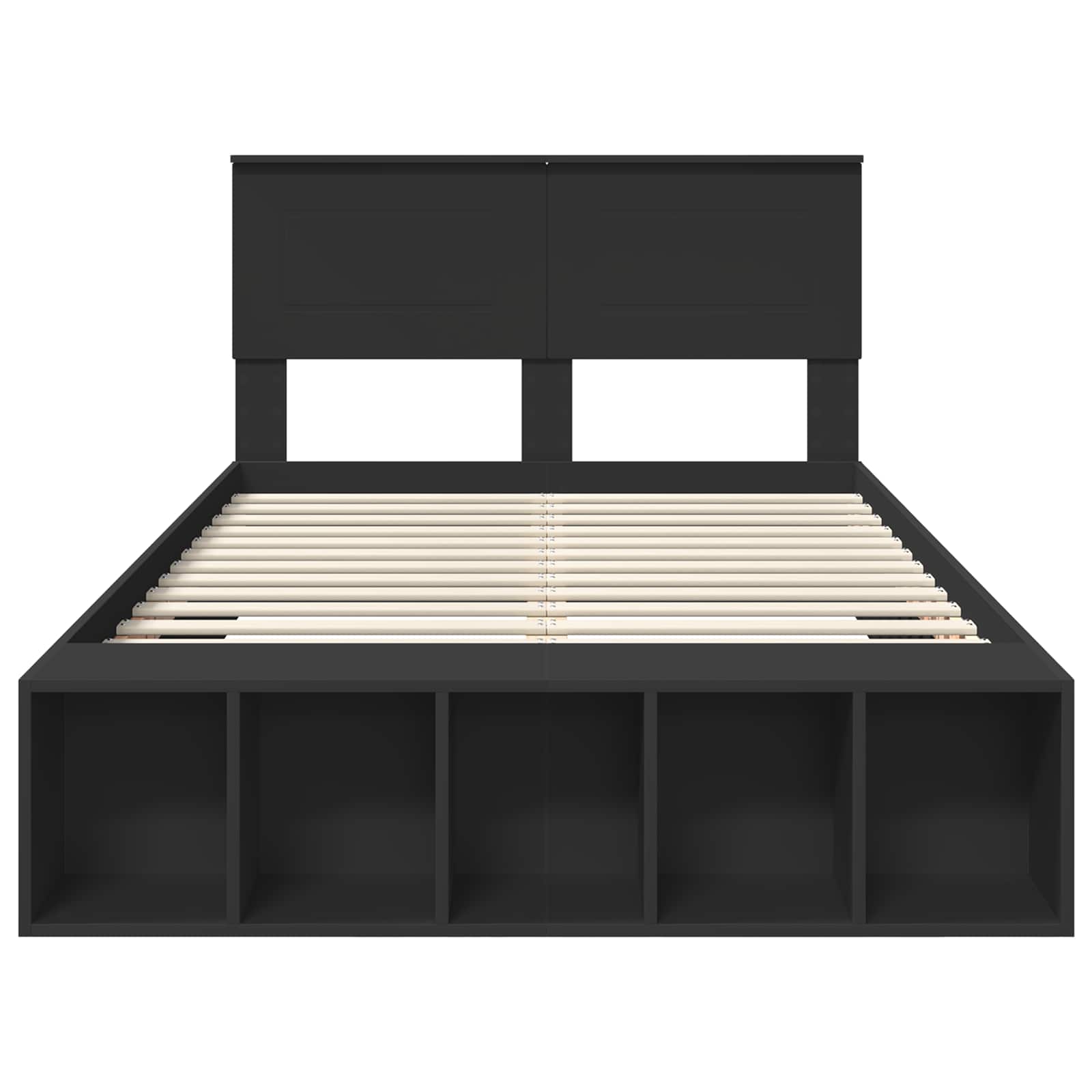Bedframe met plank met opslag Zwart 120 x 190 cm Bewerkt hout is nu te koop bij PeponiXL, paradijselijk wonen!