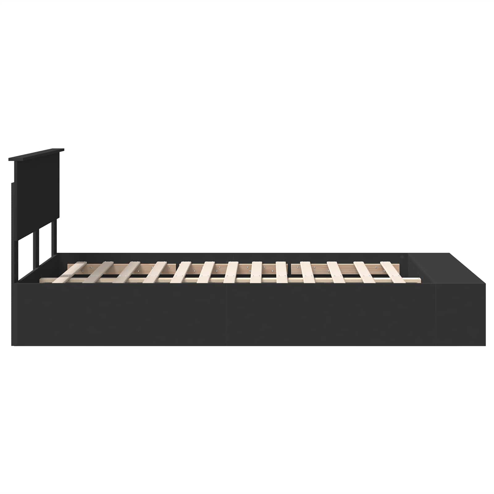 Bedframe met plank met opslag Zwart 120 x 190 cm Bewerkt hout is nu te koop bij PeponiXL, paradijselijk wonen!