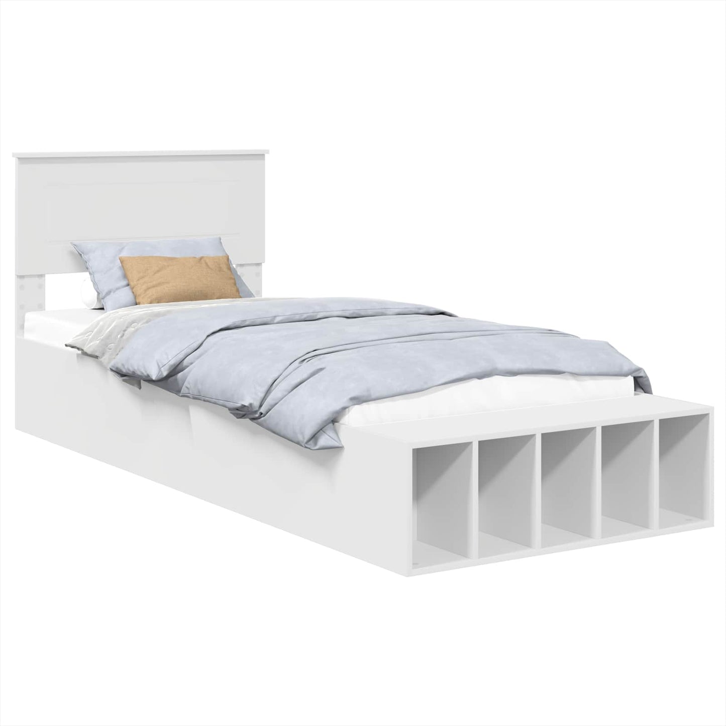 Bedframe met plank met hoofdeinde Wit 90 x 190 cm Bewerkt hout is nu te koop bij PeponiXL, paradijselijk wonen!