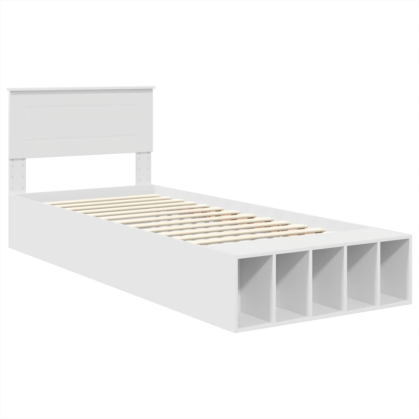 Bedframe met plank met hoofdeinde Wit 90 x 190 cm Bewerkt hout is nu te koop bij PeponiXL, paradijselijk wonen!