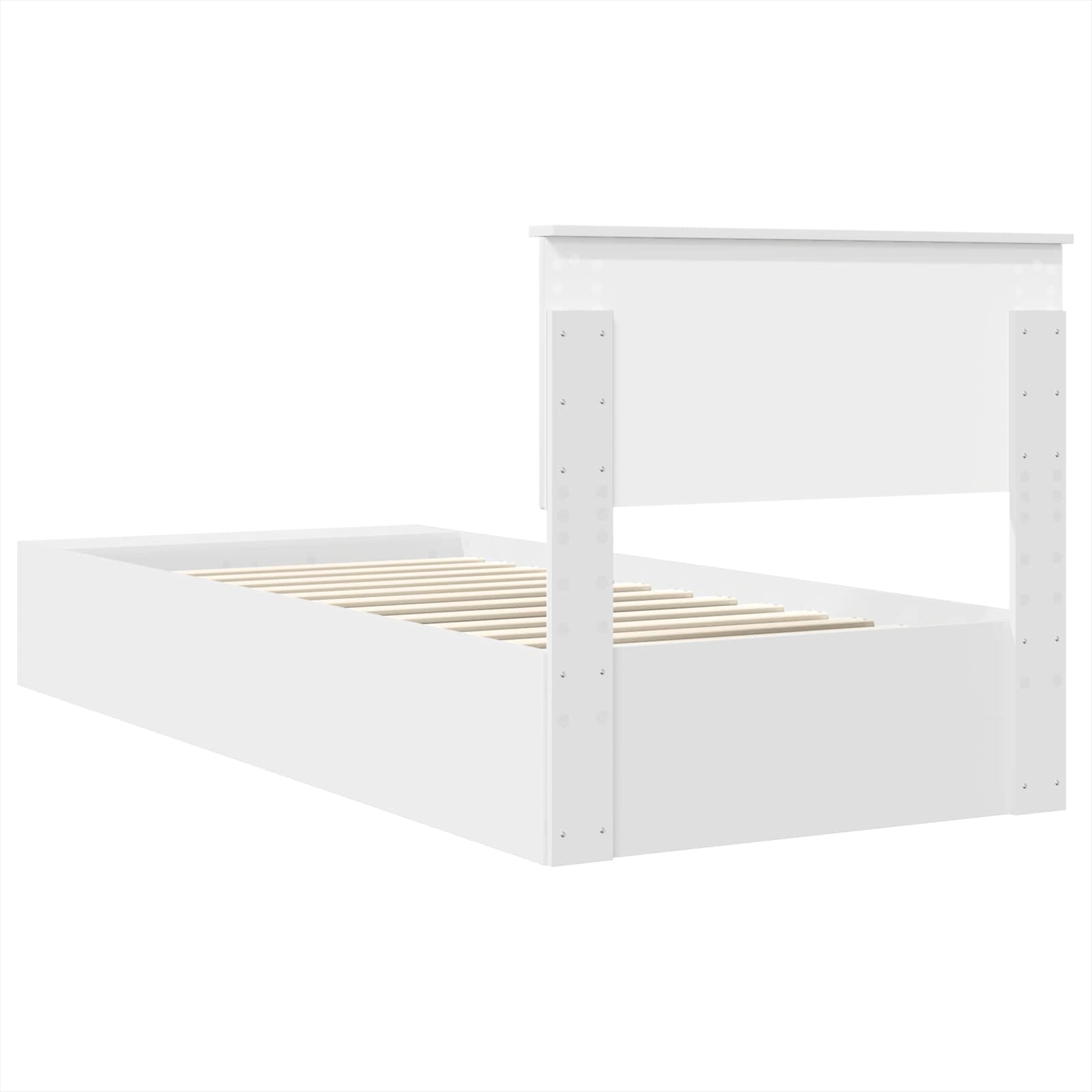 Bedframe met plank met hoofdeinde Wit 90 x 190 cm Bewerkt hout is nu te koop bij PeponiXL, paradijselijk wonen!