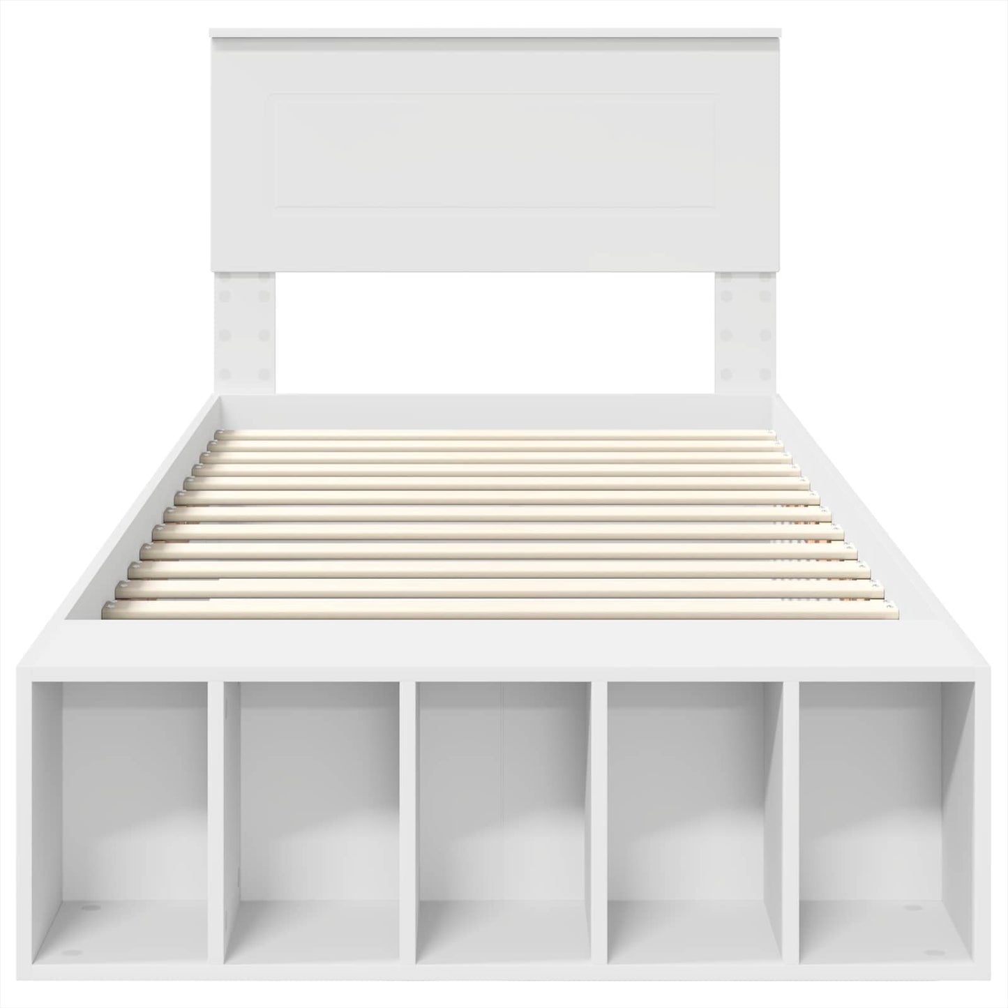 Bedframe met plank met hoofdeinde Wit 90 x 190 cm Bewerkt hout is nu te koop bij PeponiXL, paradijselijk wonen!