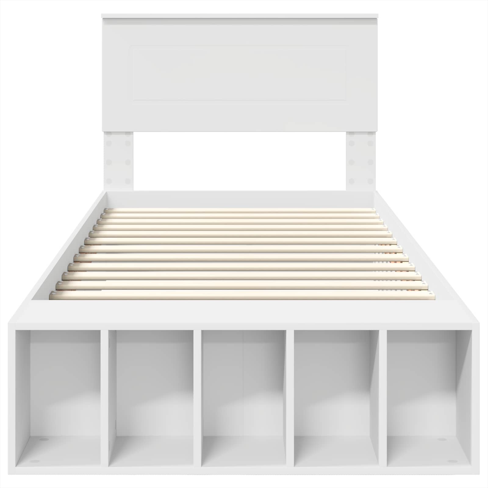 Bedframe met plank met hoofdeinde Wit 90 x 190 cm Bewerkt hout is nu te koop bij PeponiXL, paradijselijk wonen!