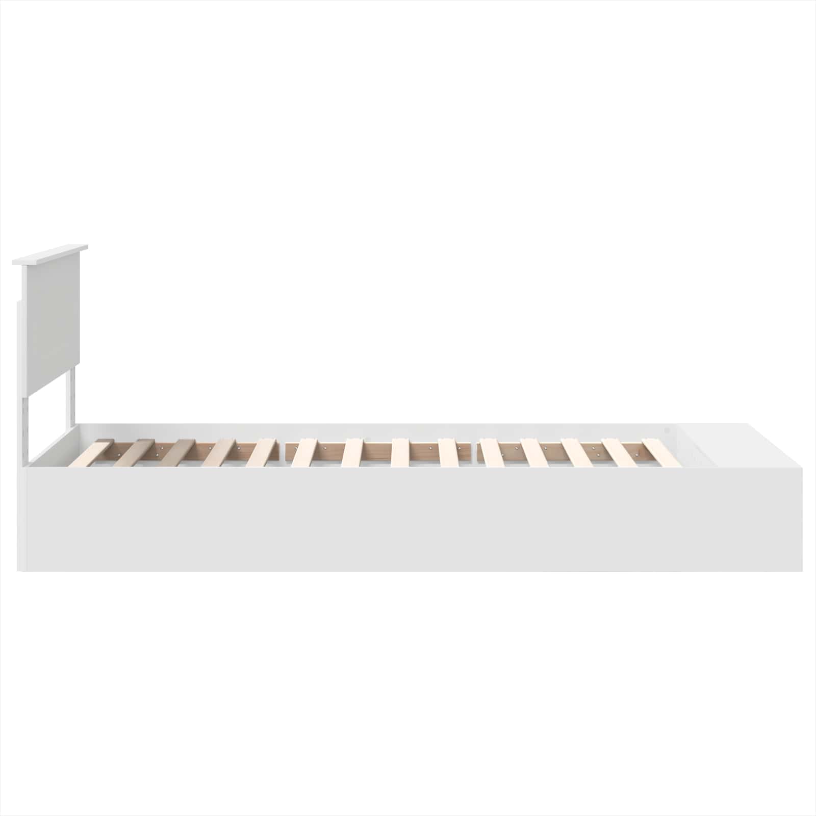 Bedframe met plank met hoofdeinde Wit 90 x 190 cm Bewerkt hout is nu te koop bij PeponiXL, paradijselijk wonen!