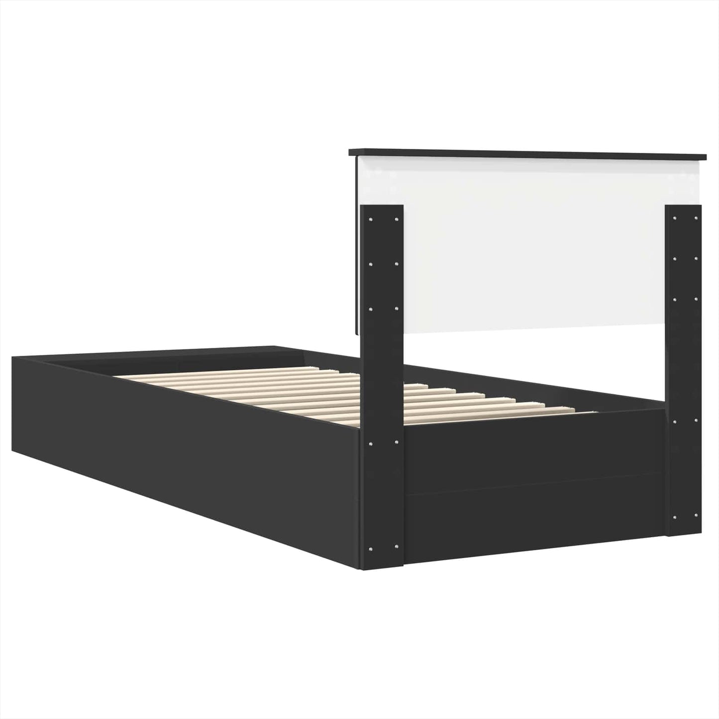Bedframe met plank met opslag Zwart 90 x 190 cm Bewerkt hout is nu te koop bij PeponiXL, paradijselijk wonen!