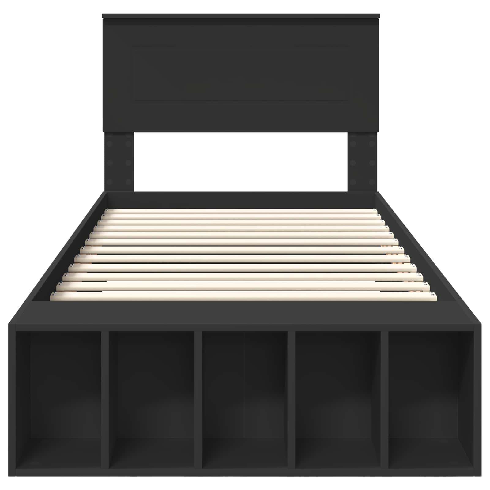 Bedframe met plank met opslag Zwart 90 x 190 cm Bewerkt hout is nu te koop bij PeponiXL, paradijselijk wonen!