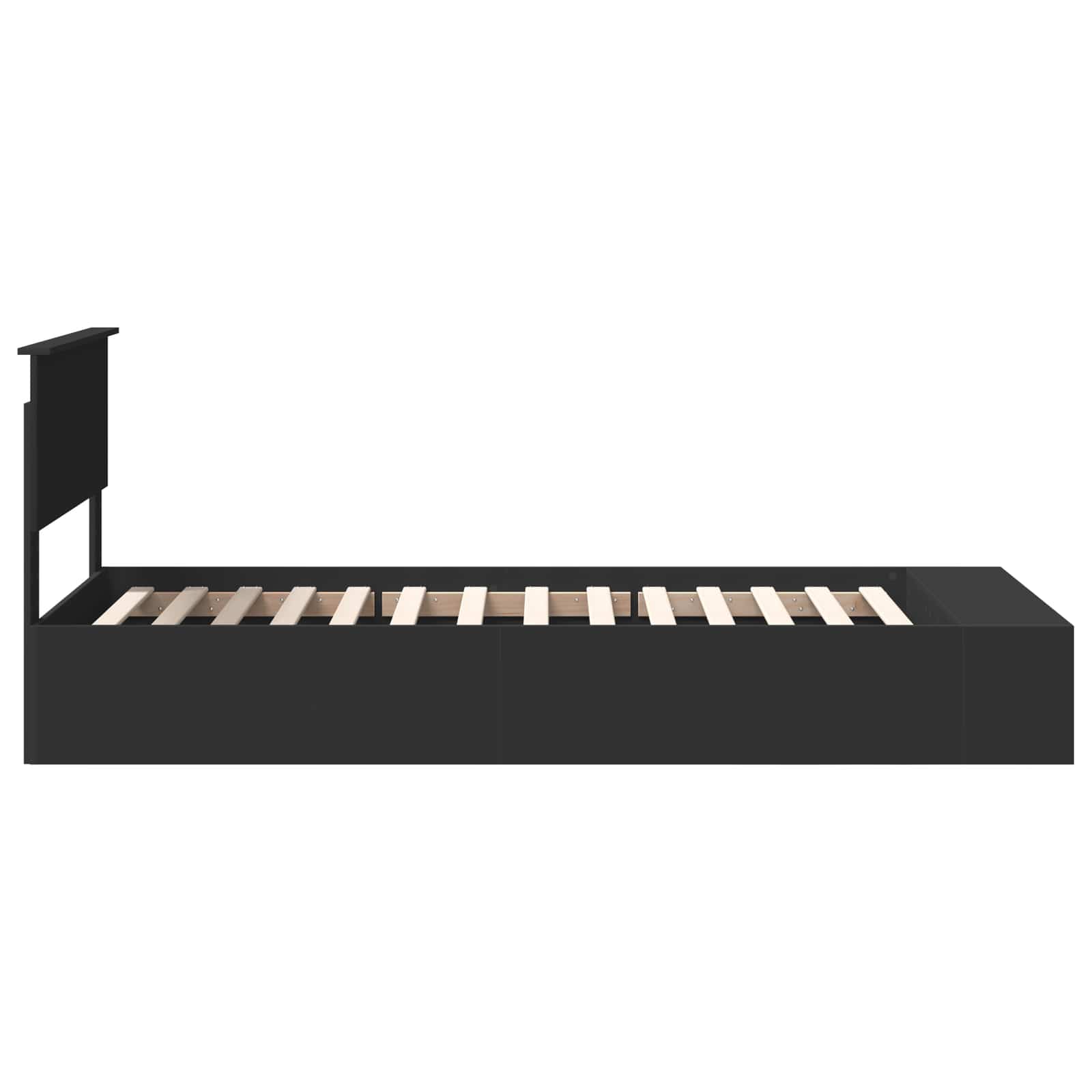 Bedframe met plank met opslag Zwart 90 x 190 cm Bewerkt hout is nu te koop bij PeponiXL, paradijselijk wonen!