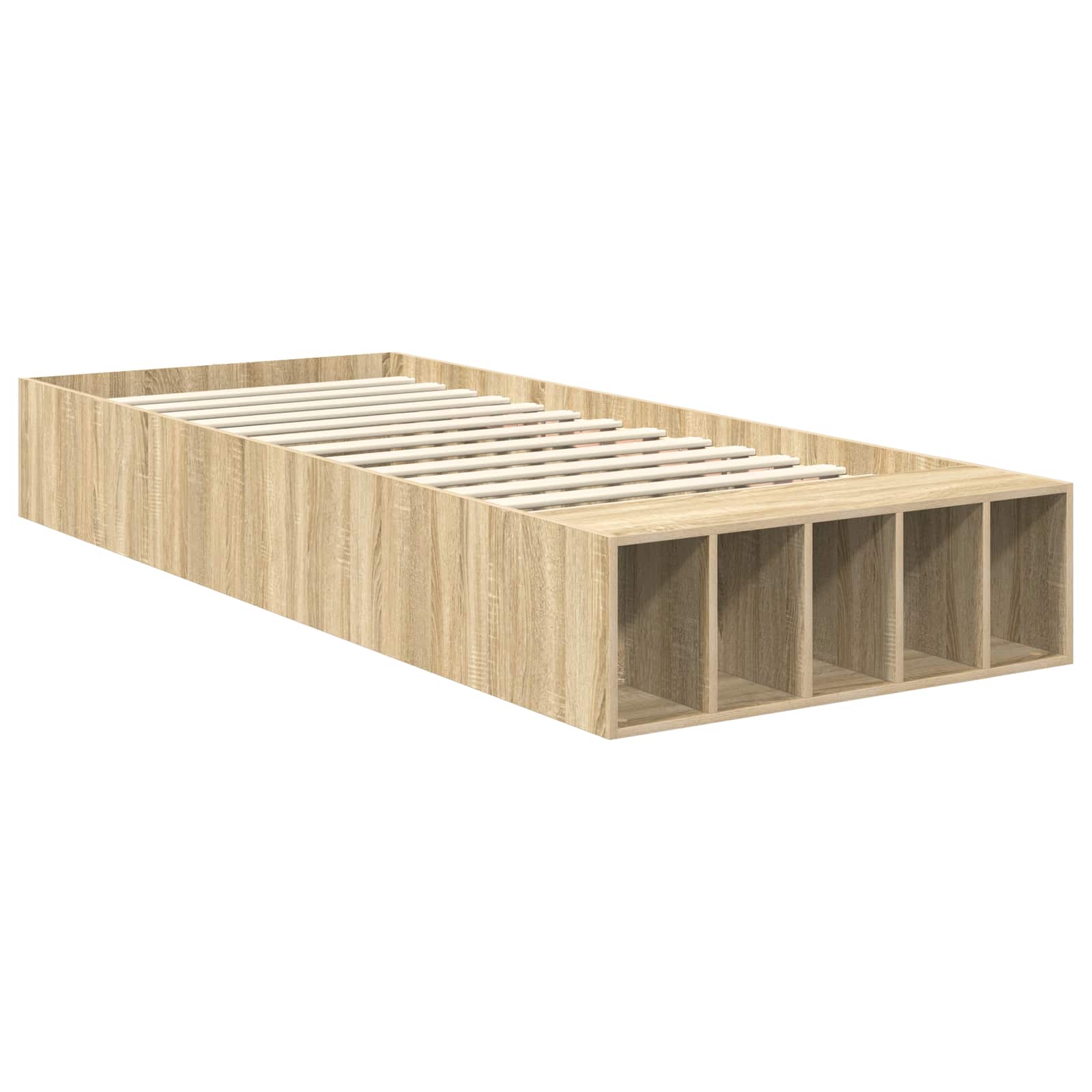 Bedframe met plank Sonoma Eiken 90 x 190 cm Bewerkt hout is nu te koop bij PeponiXL, paradijselijk wonen!