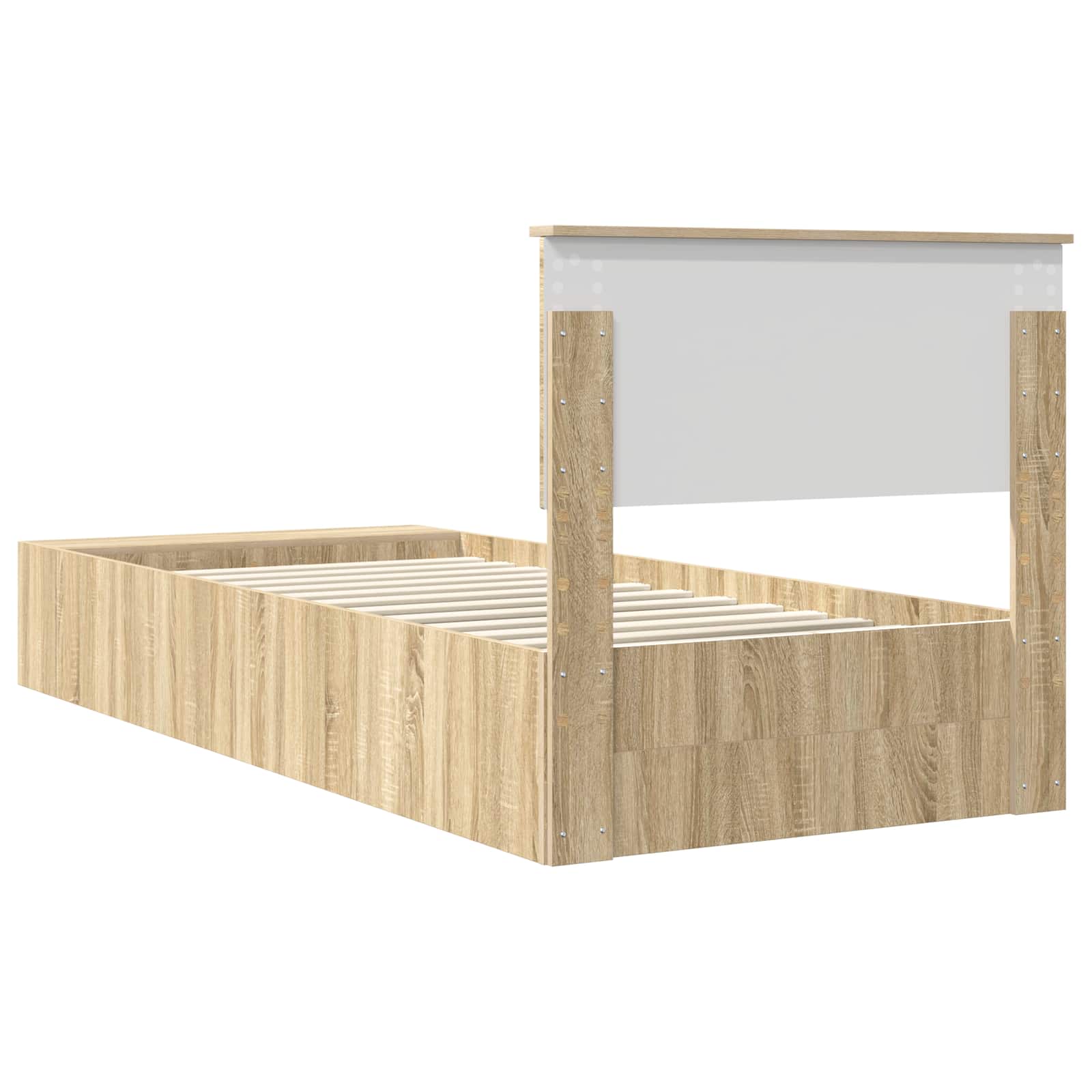 Bedframe met plank Sonoma Eiken 90 x 190 cm Bewerkt hout is nu te koop bij PeponiXL, paradijselijk wonen!