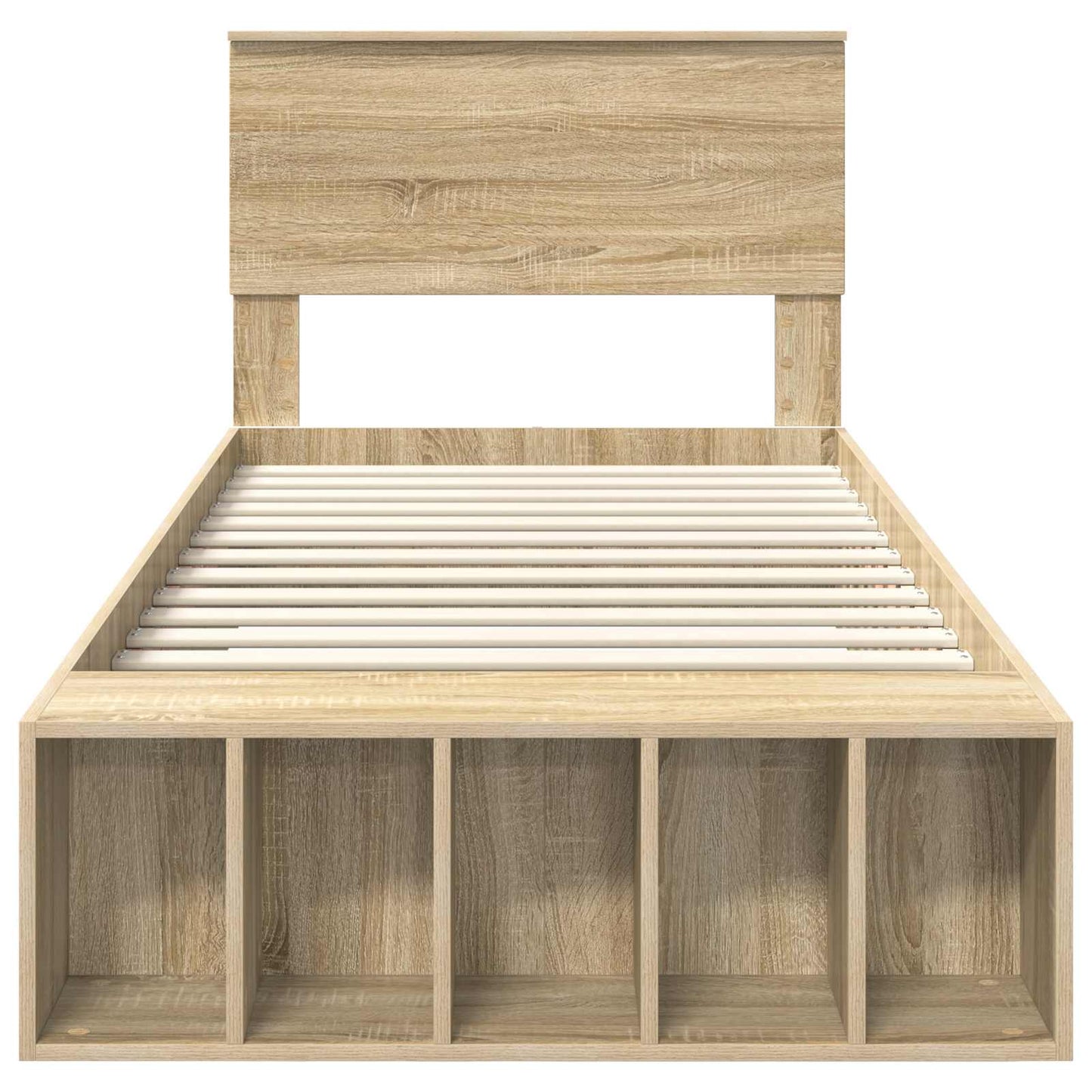 Bedframe met plank Sonoma Eiken 90 x 190 cm Bewerkt hout is nu te koop bij PeponiXL, paradijselijk wonen!