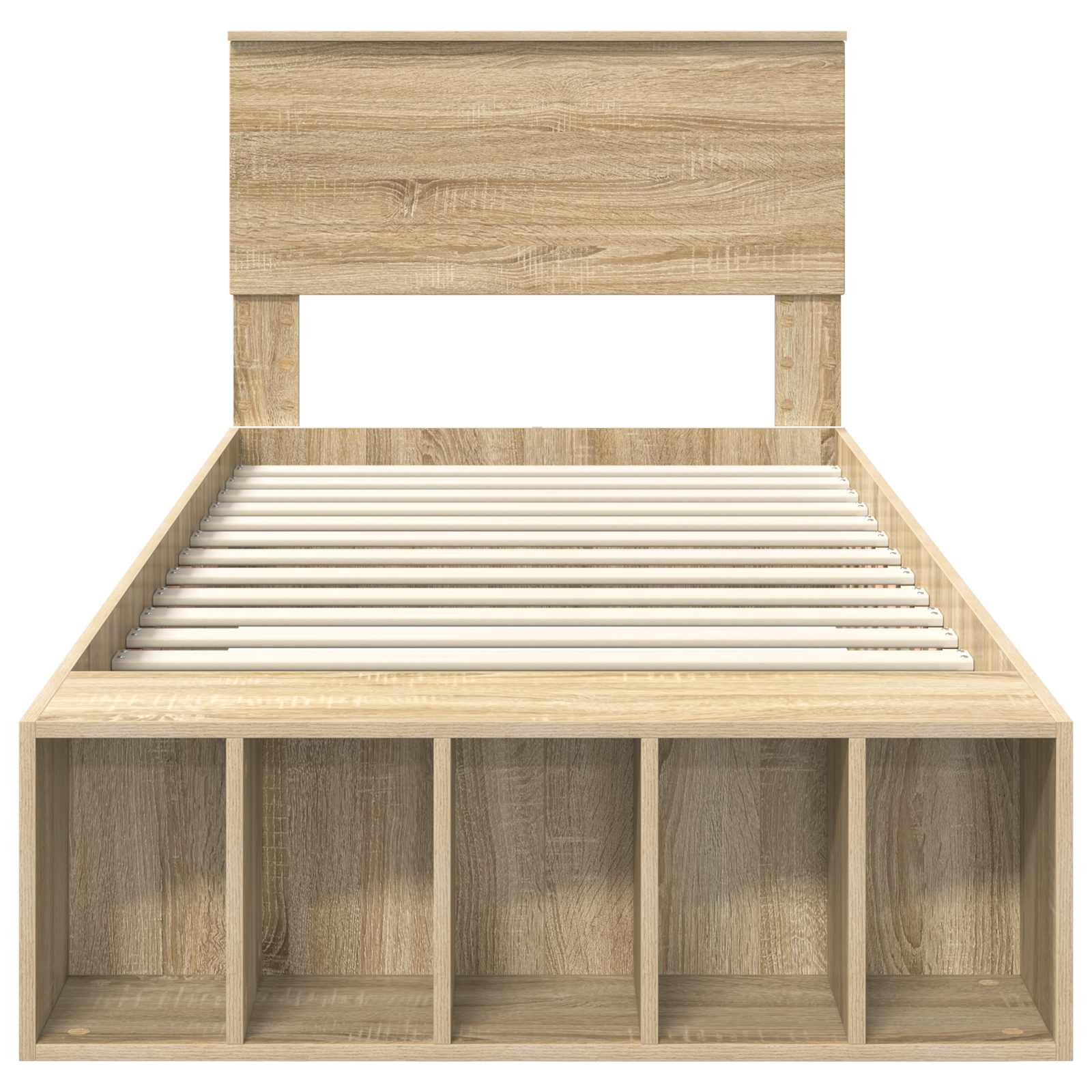Bedframe met plank Sonoma Eiken 90 x 190 cm Bewerkt hout is nu te koop bij PeponiXL, paradijselijk wonen!