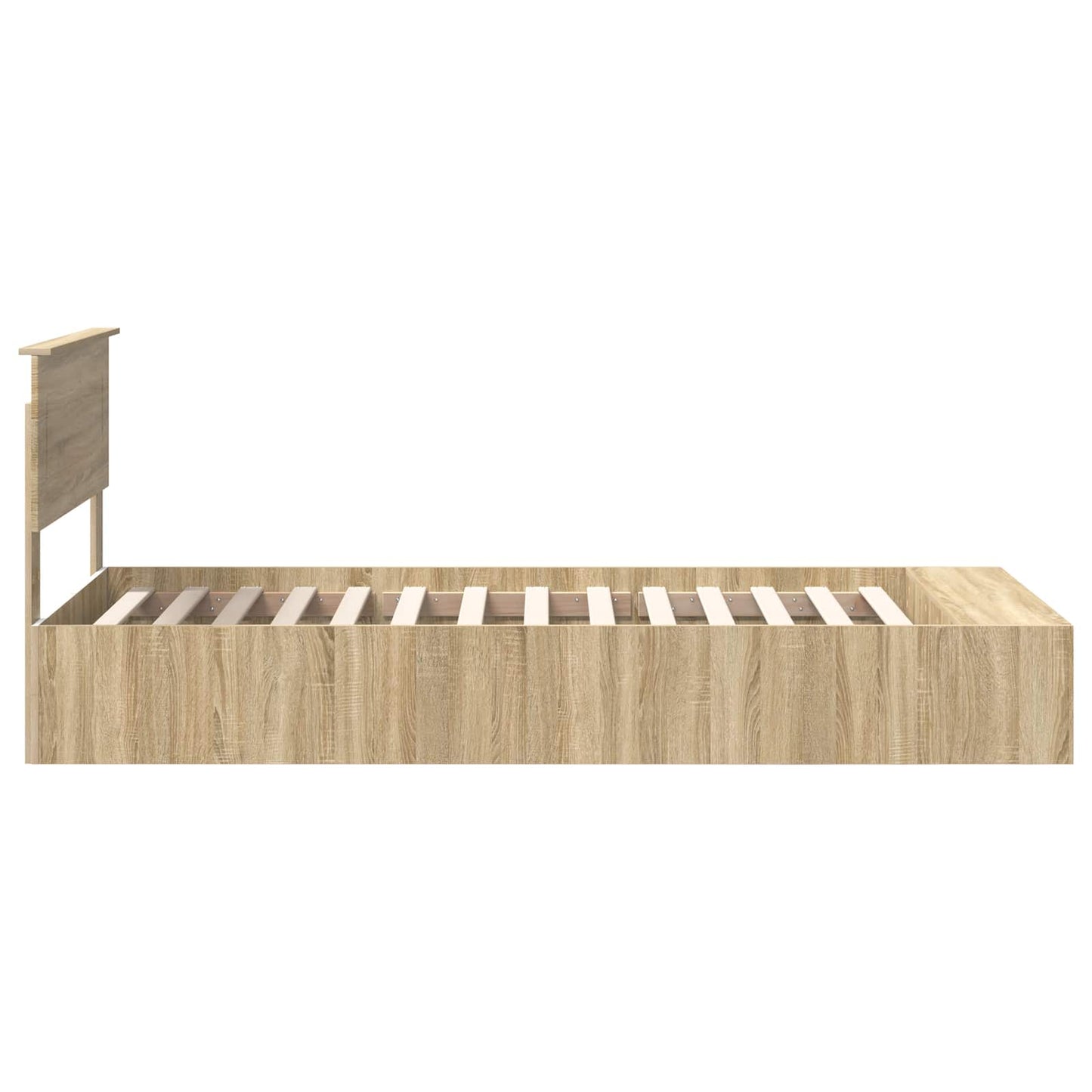 Bedframe met plank Sonoma Eiken 90 x 190 cm Bewerkt hout is nu te koop bij PeponiXL, paradijselijk wonen!
