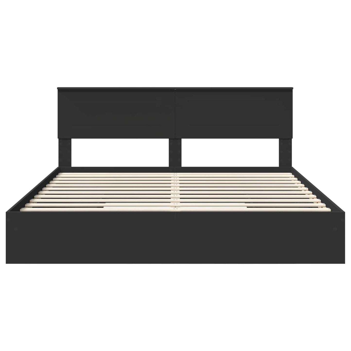 Opslag bed met hoofdeinde Zwart 200 x 200 cm Bewerkt hout is nu te koop bij PeponiXL, paradijselijk wonen!