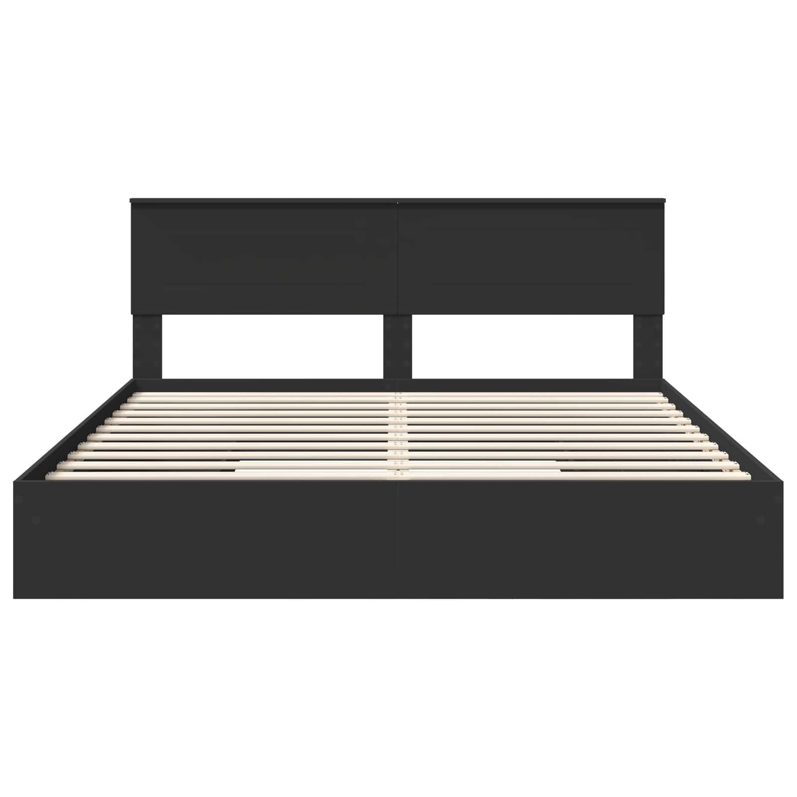 Opslag bed met hoofdeinde Zwart 200 x 200 cm Bewerkt hout is nu te koop bij PeponiXL, paradijselijk wonen!