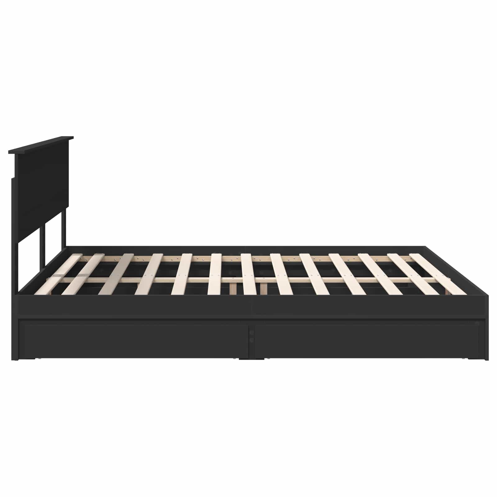 Opslag bed met hoofdeinde Zwart 200 x 200 cm Bewerkt hout is nu te koop bij PeponiXL, paradijselijk wonen!