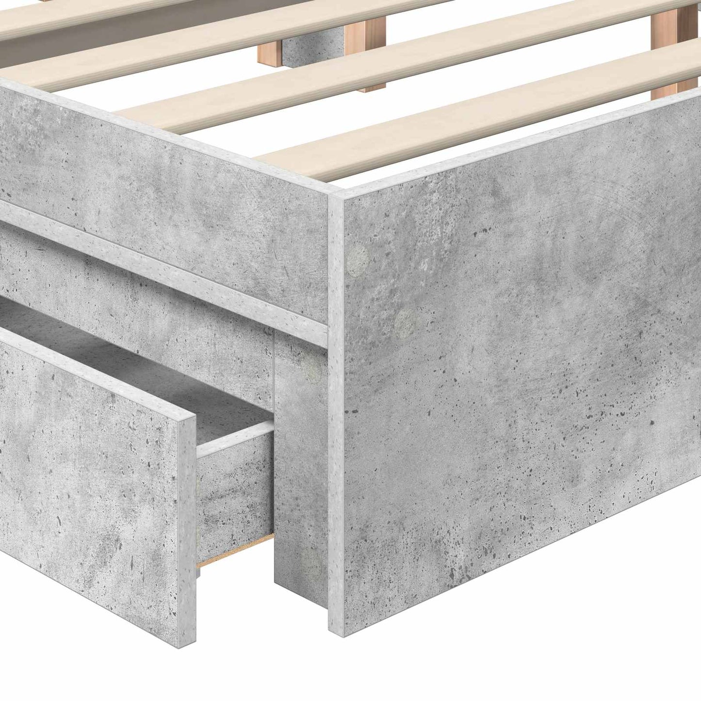 Opslag bed met hoofdeinde Beton Grijs 200 x 200 cm Bewerkt hout is nu te koop bij PeponiXL, paradijselijk wonen!