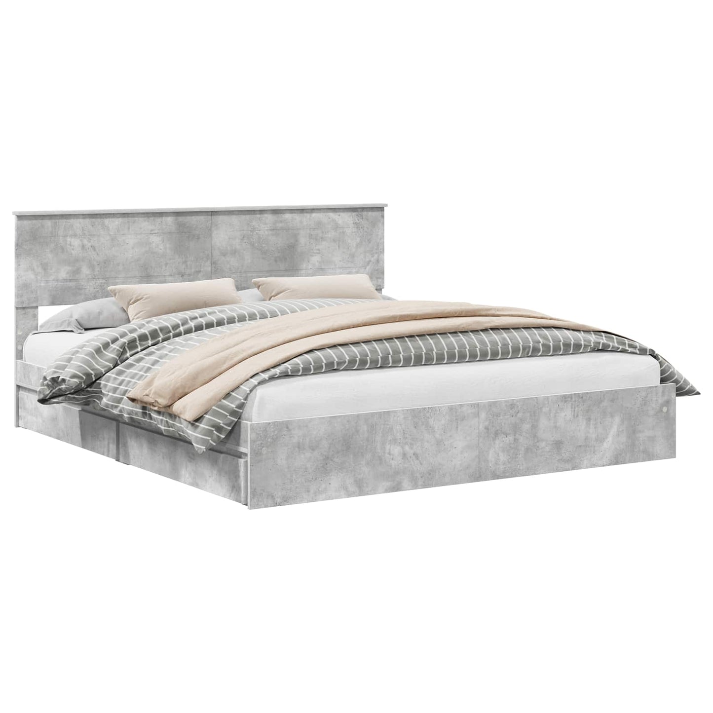 Opslag bed met hoofdeinde Beton Grijs 200 x 200 cm Bewerkt hout is nu te koop bij PeponiXL, paradijselijk wonen!