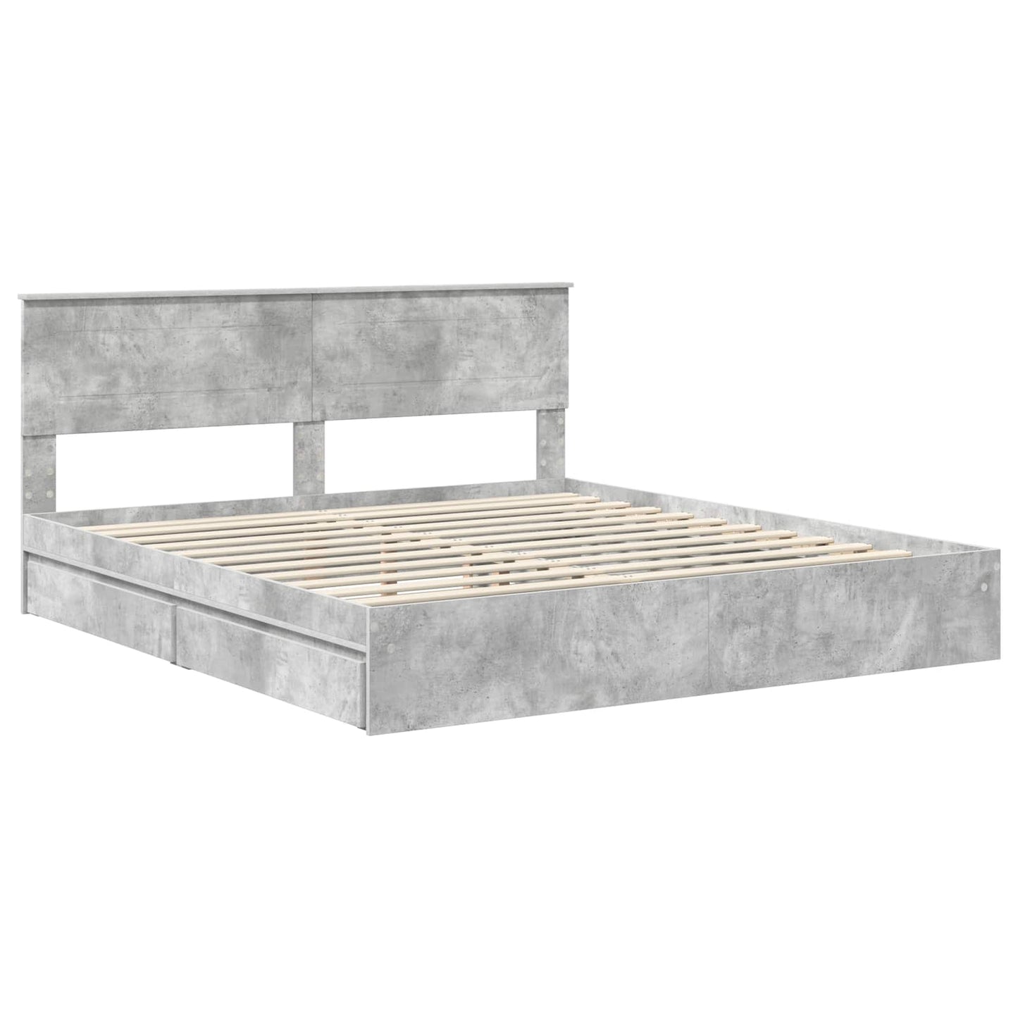 Opslag bed met hoofdeinde Beton Grijs 200 x 200 cm Bewerkt hout is nu te koop bij PeponiXL, paradijselijk wonen!