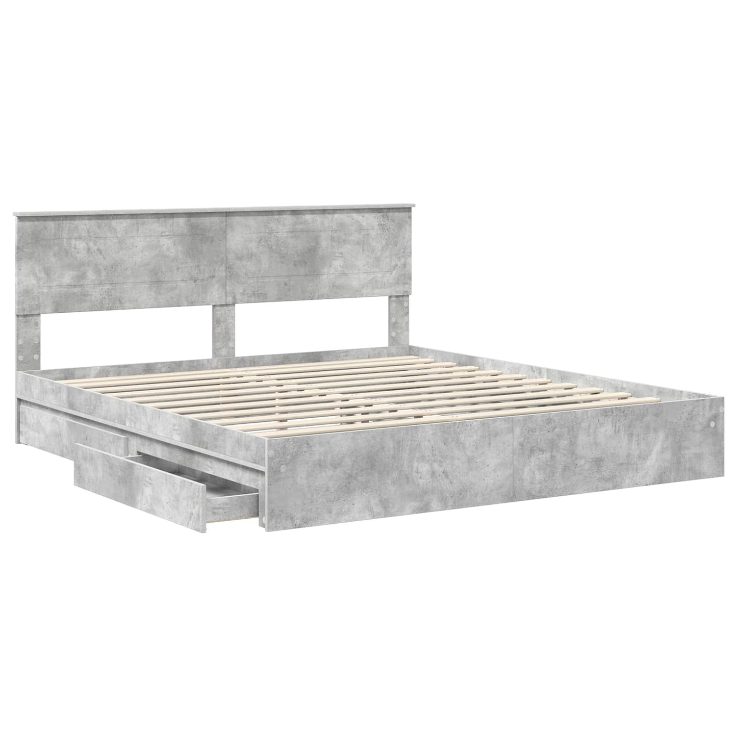 Opslag bed met hoofdeinde Beton Grijs 200 x 200 cm Bewerkt hout is nu te koop bij PeponiXL, paradijselijk wonen!