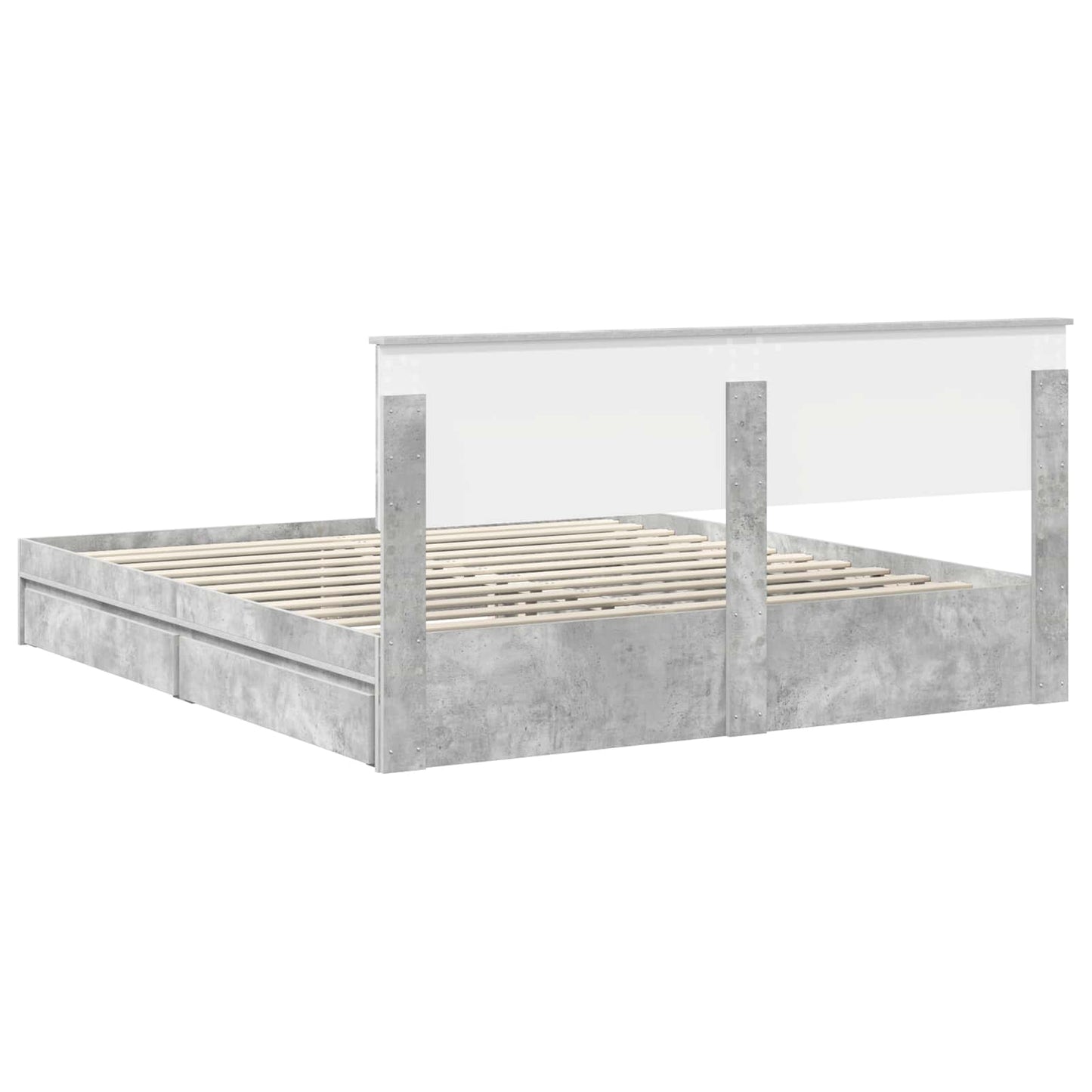 Opslag bed met hoofdeinde Beton Grijs 200 x 200 cm Bewerkt hout is nu te koop bij PeponiXL, paradijselijk wonen!