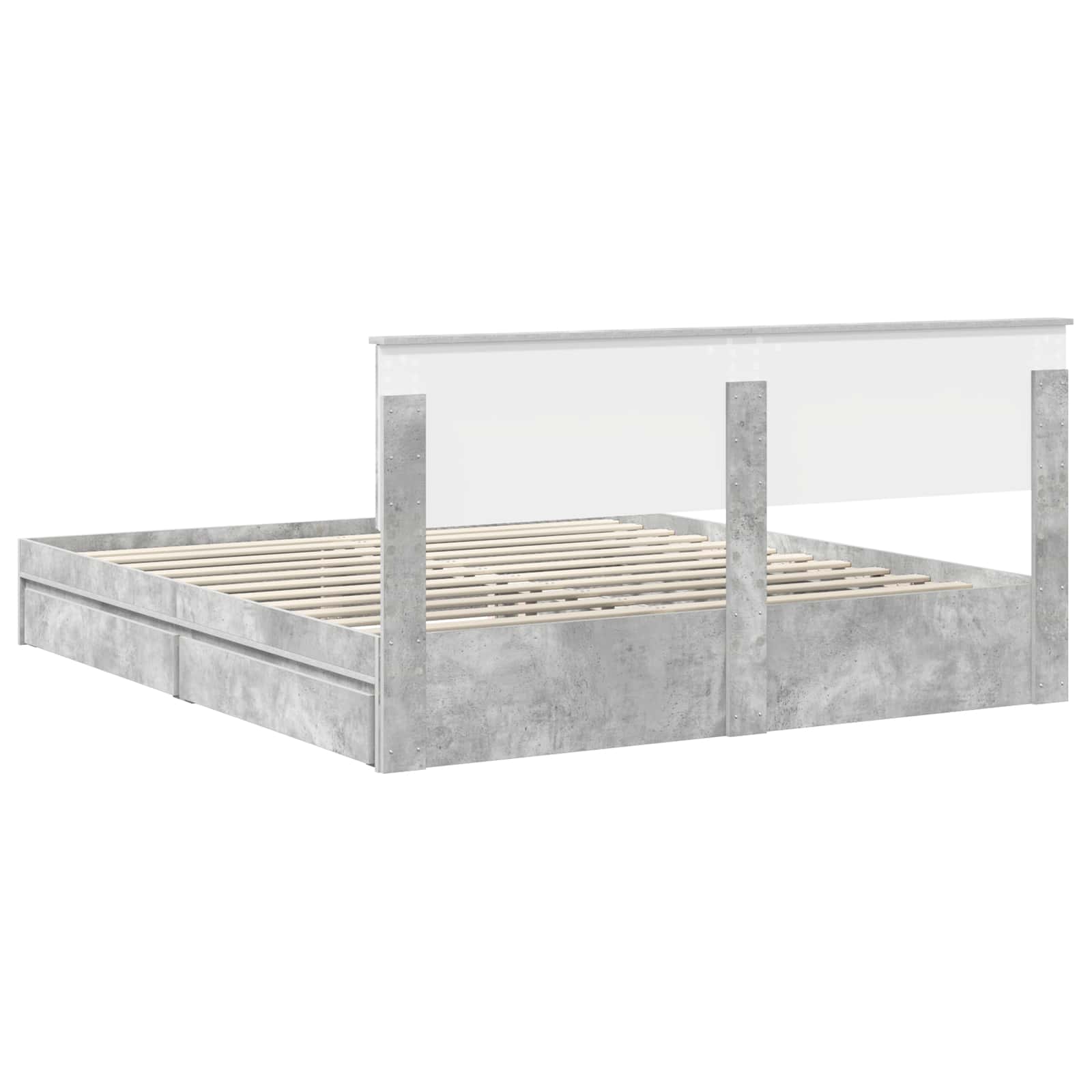 Opslag bed met hoofdeinde Beton Grijs 200 x 200 cm Bewerkt hout is nu te koop bij PeponiXL, paradijselijk wonen!