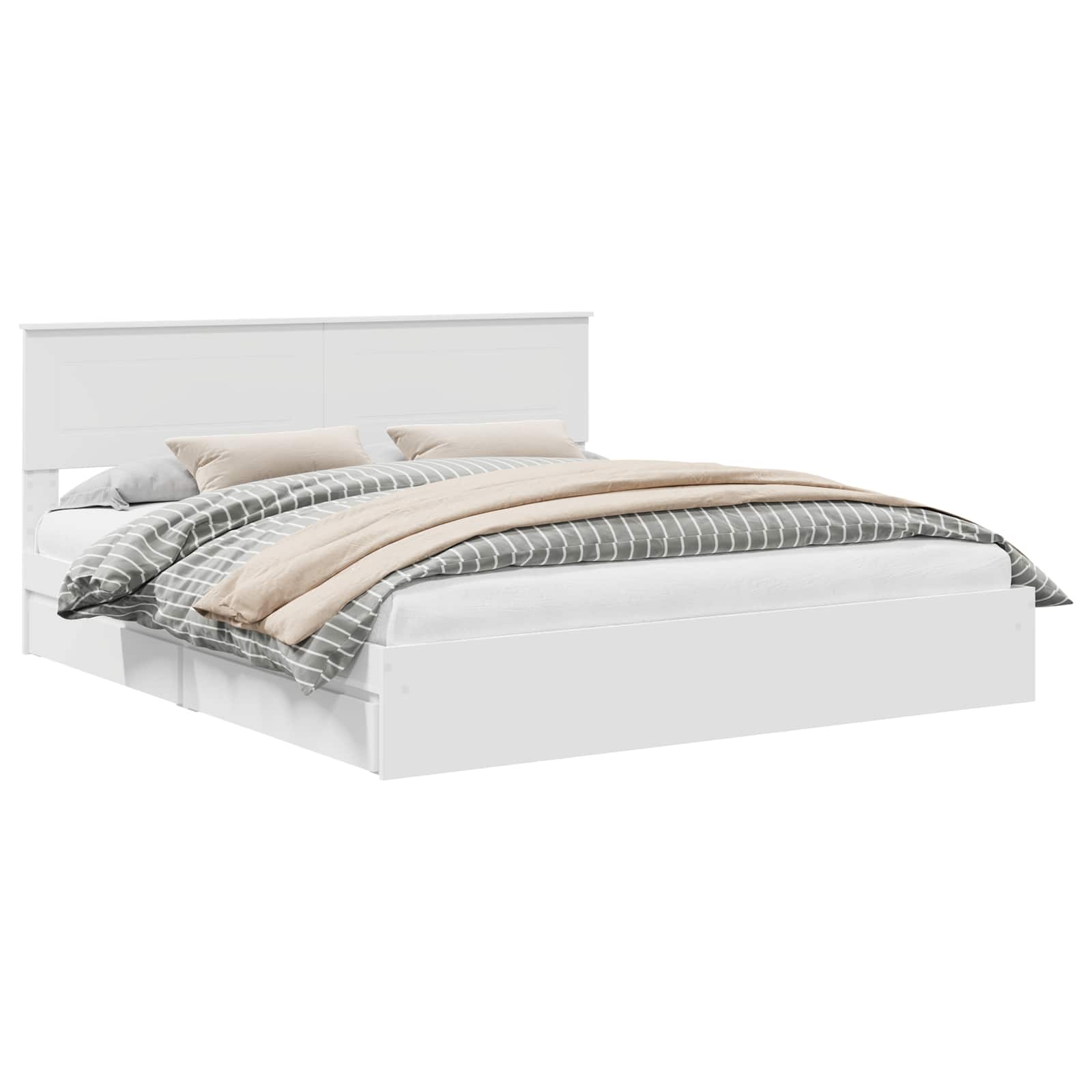 Opslag bed met hoofdeinde Wit 180 x 200 cm Bewerkt hout is nu te koop bij PeponiXL, paradijselijk wonen!