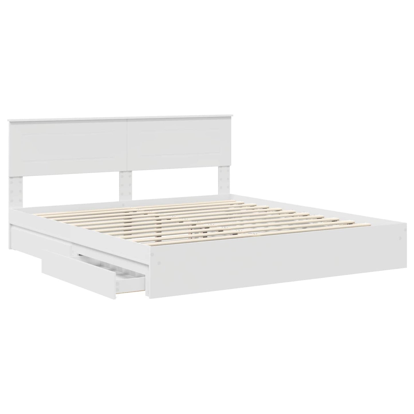 Opslag bed met hoofdeinde Wit 180 x 200 cm Bewerkt hout is nu te koop bij PeponiXL, paradijselijk wonen!