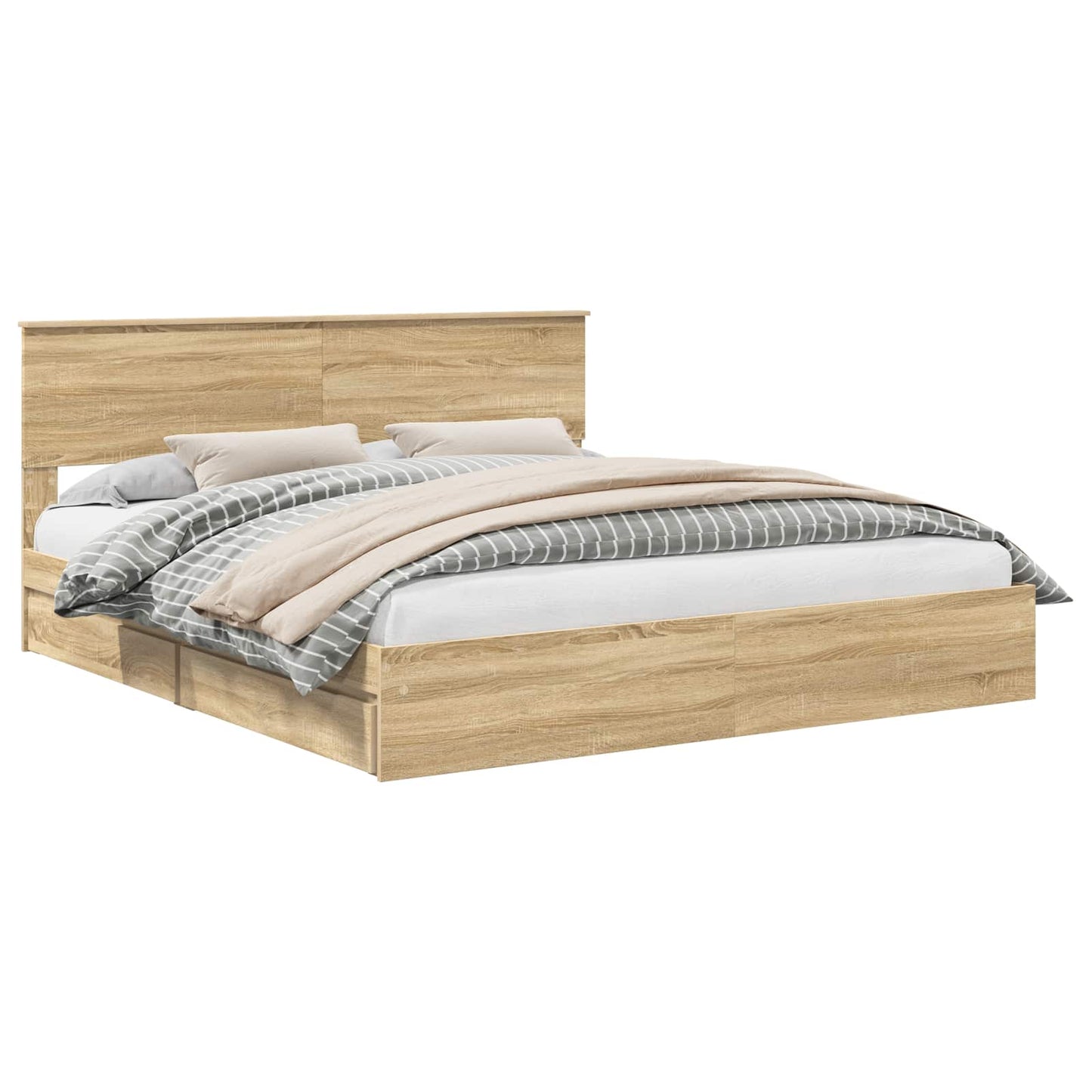 Opslag bed met lade Sonoma Eiken 180 x 200 cm Bewerkt hout is nu te koop bij PeponiXL, paradijselijk wonen!