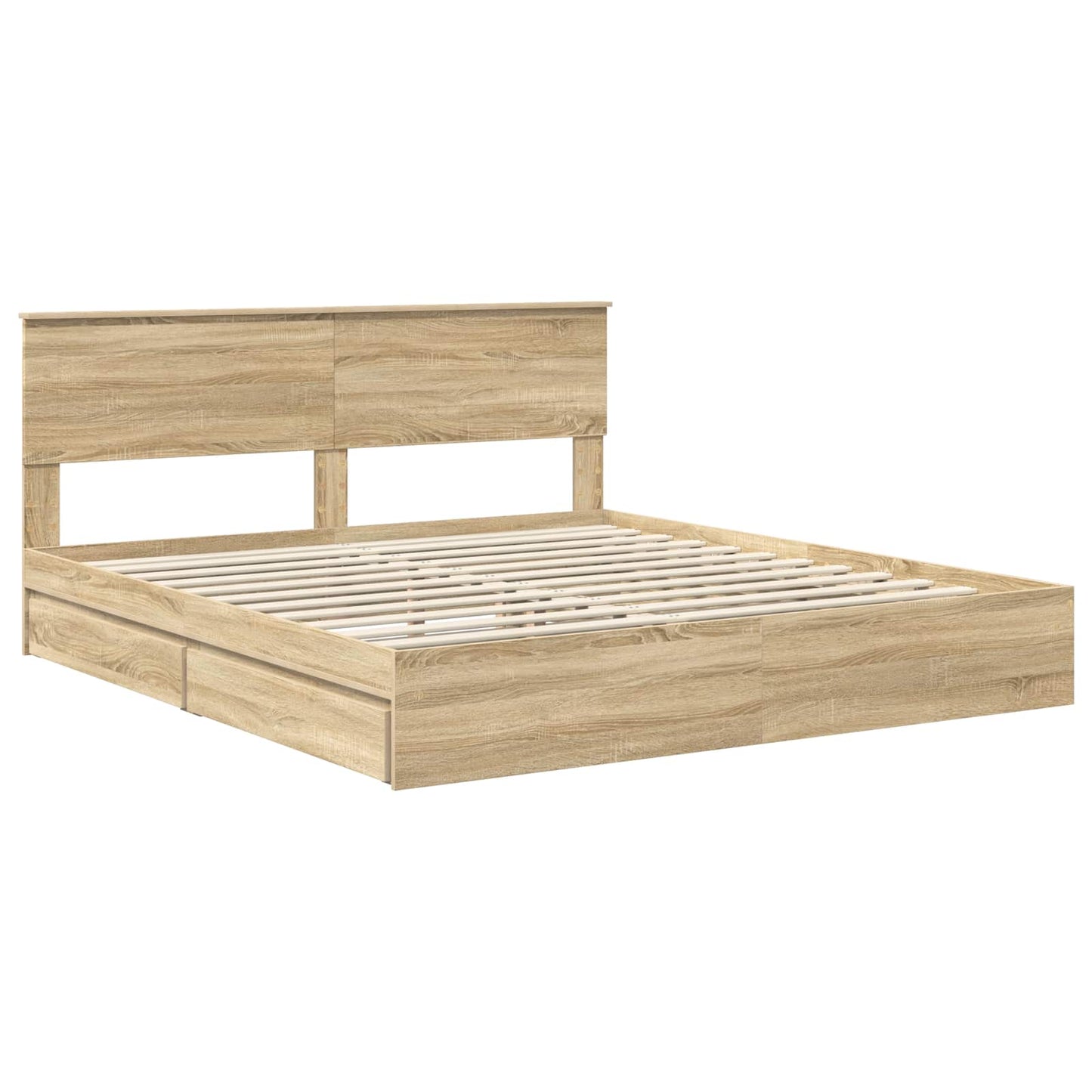 Opslag bed met lade Sonoma Eiken 180 x 200 cm Bewerkt hout is nu te koop bij PeponiXL, paradijselijk wonen!