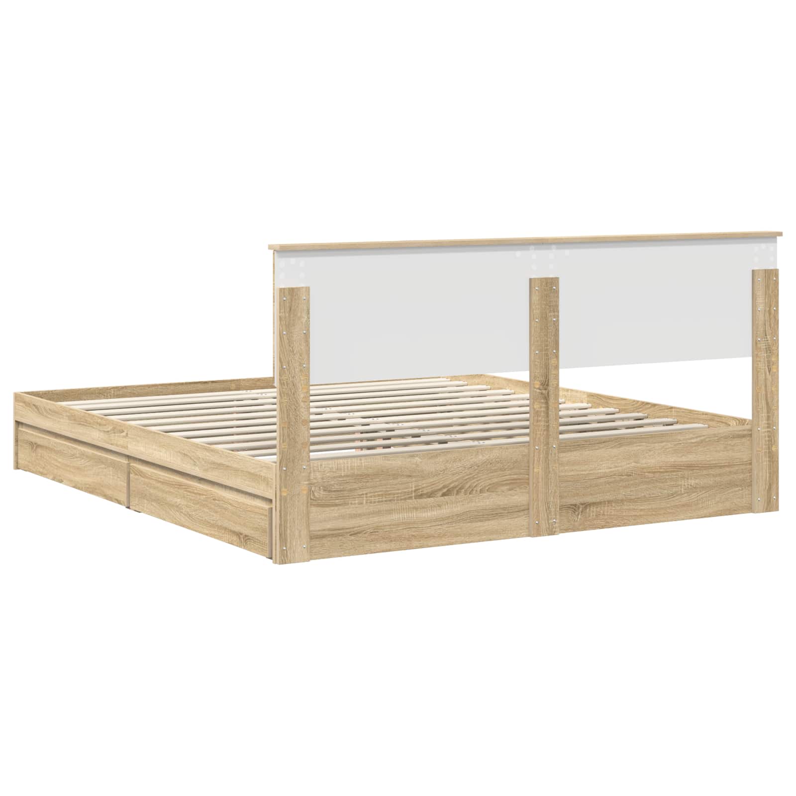 Opslag bed met lade Sonoma Eiken 180 x 200 cm Bewerkt hout is nu te koop bij PeponiXL, paradijselijk wonen!