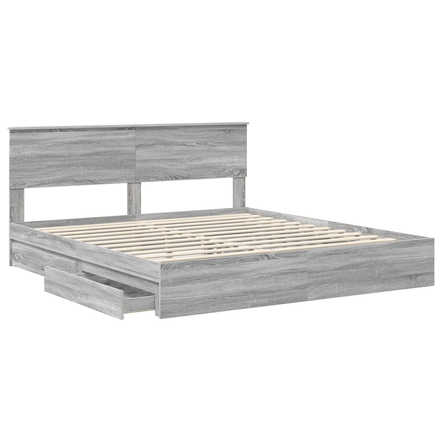 Opslag bed met lade Grijs Sonoma 180 x 200 cm Bewerkt hout is nu te koop bij PeponiXL, paradijselijk wonen!