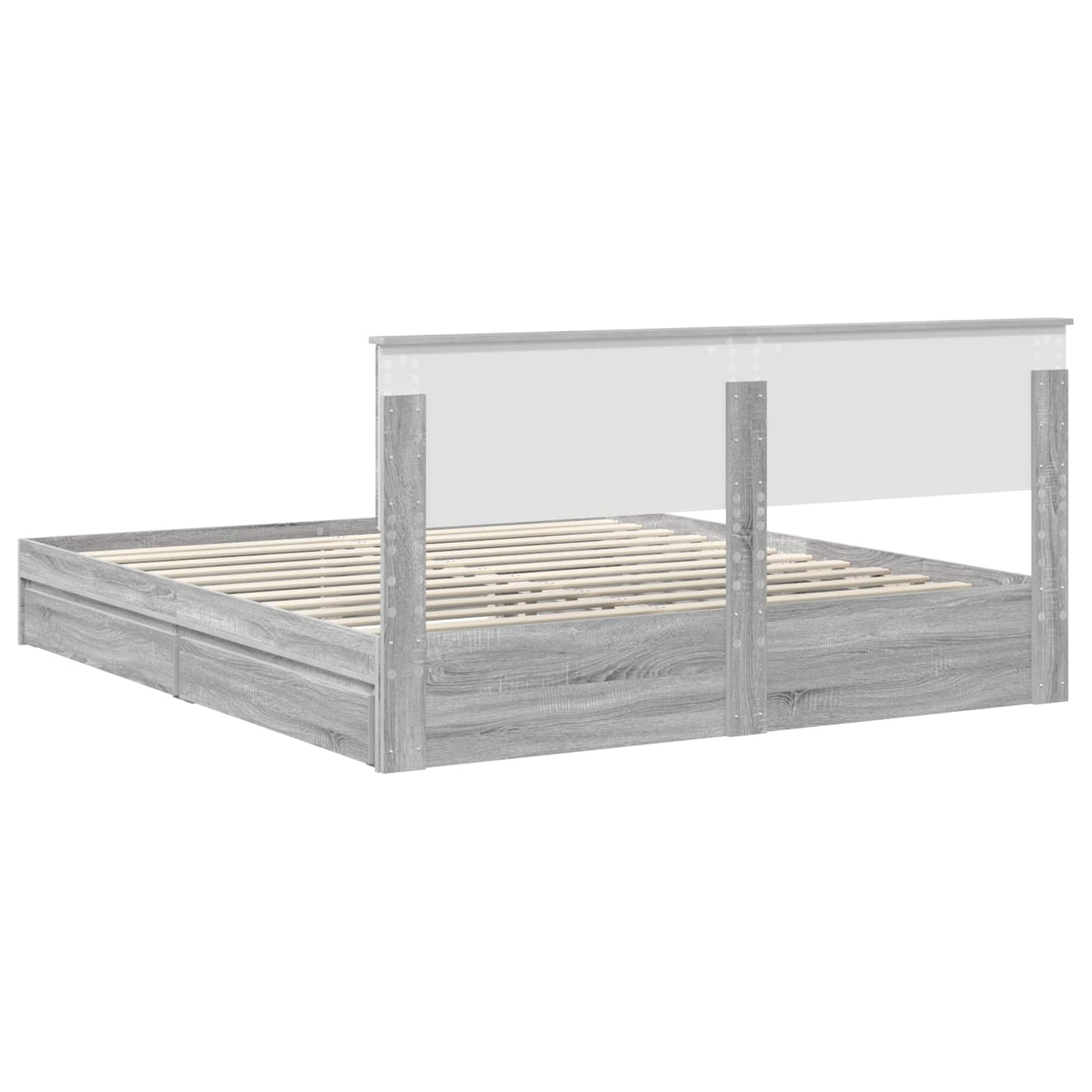Opslag bed met lade Grijs Sonoma 180 x 200 cm Bewerkt hout is nu te koop bij PeponiXL, paradijselijk wonen!