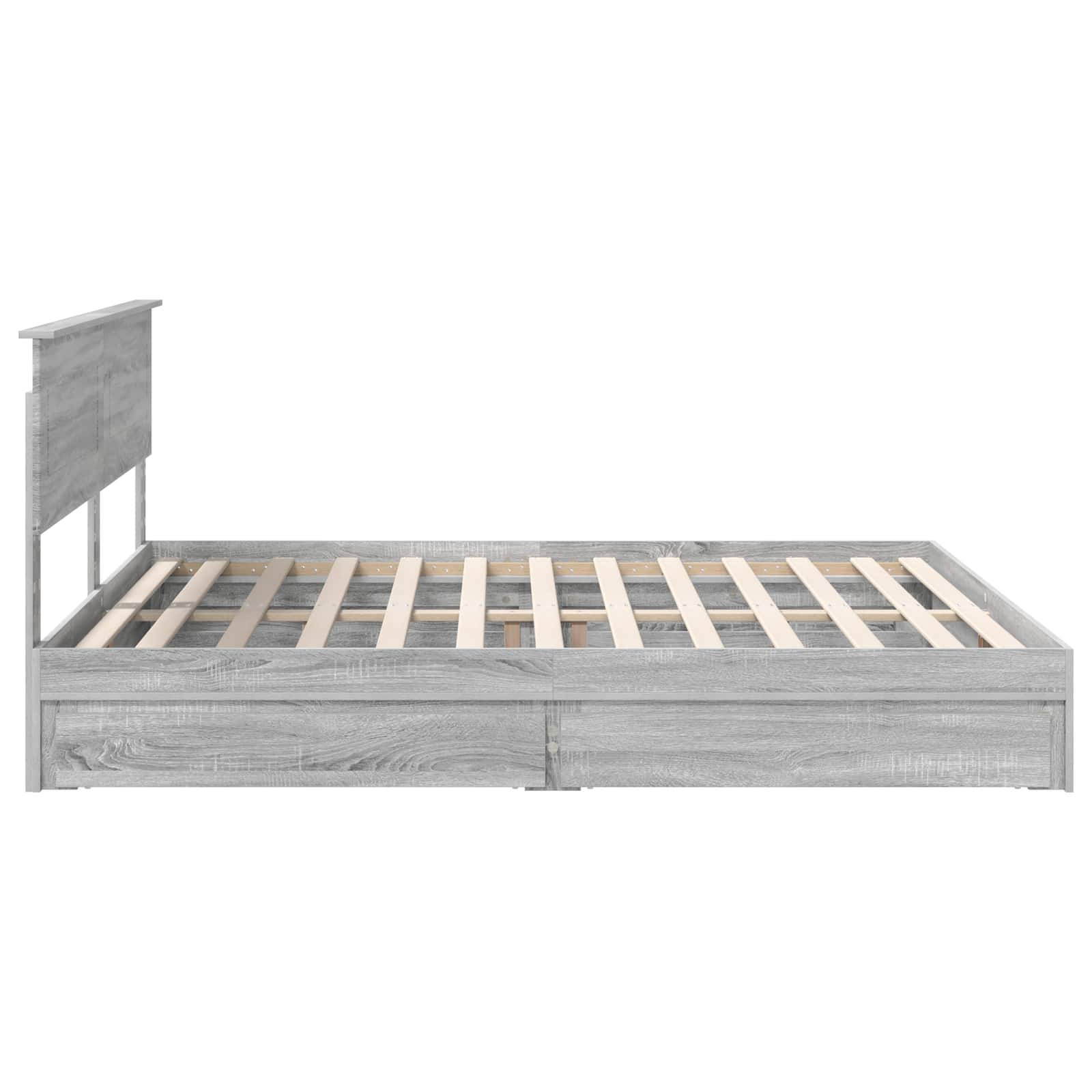 Opslag bed met lade Grijs Sonoma 180 x 200 cm Bewerkt hout is nu te koop bij PeponiXL, paradijselijk wonen!