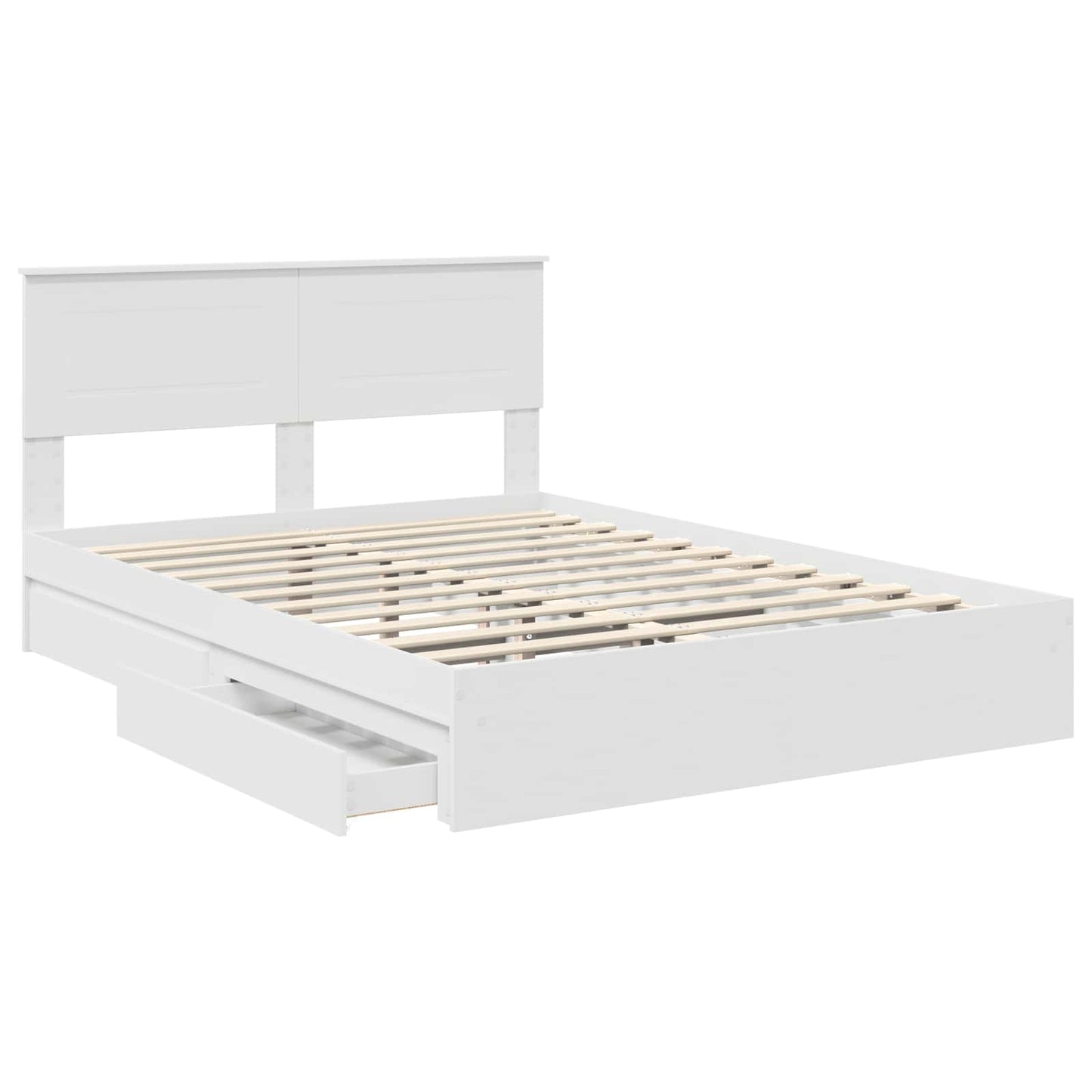 Opslag bed met hoofdeinde Wit 160 x 200 cm Bewerkt hout is nu te koop bij PeponiXL, paradijselijk wonen!