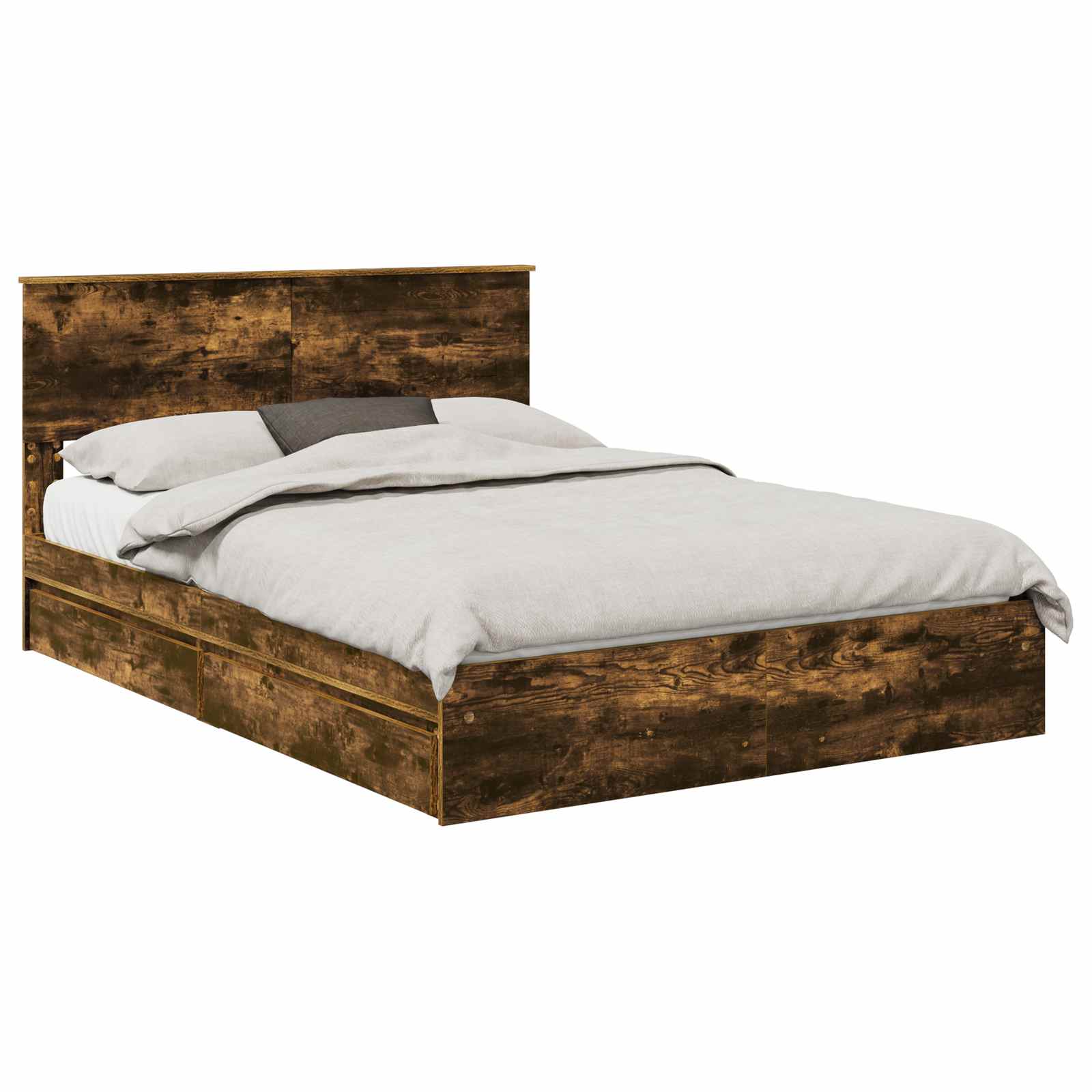 Opslag bed met lade Gerookt eiken 160 x 200 cm Bewerkt hout is nu te koop bij PeponiXL, paradijselijk wonen!