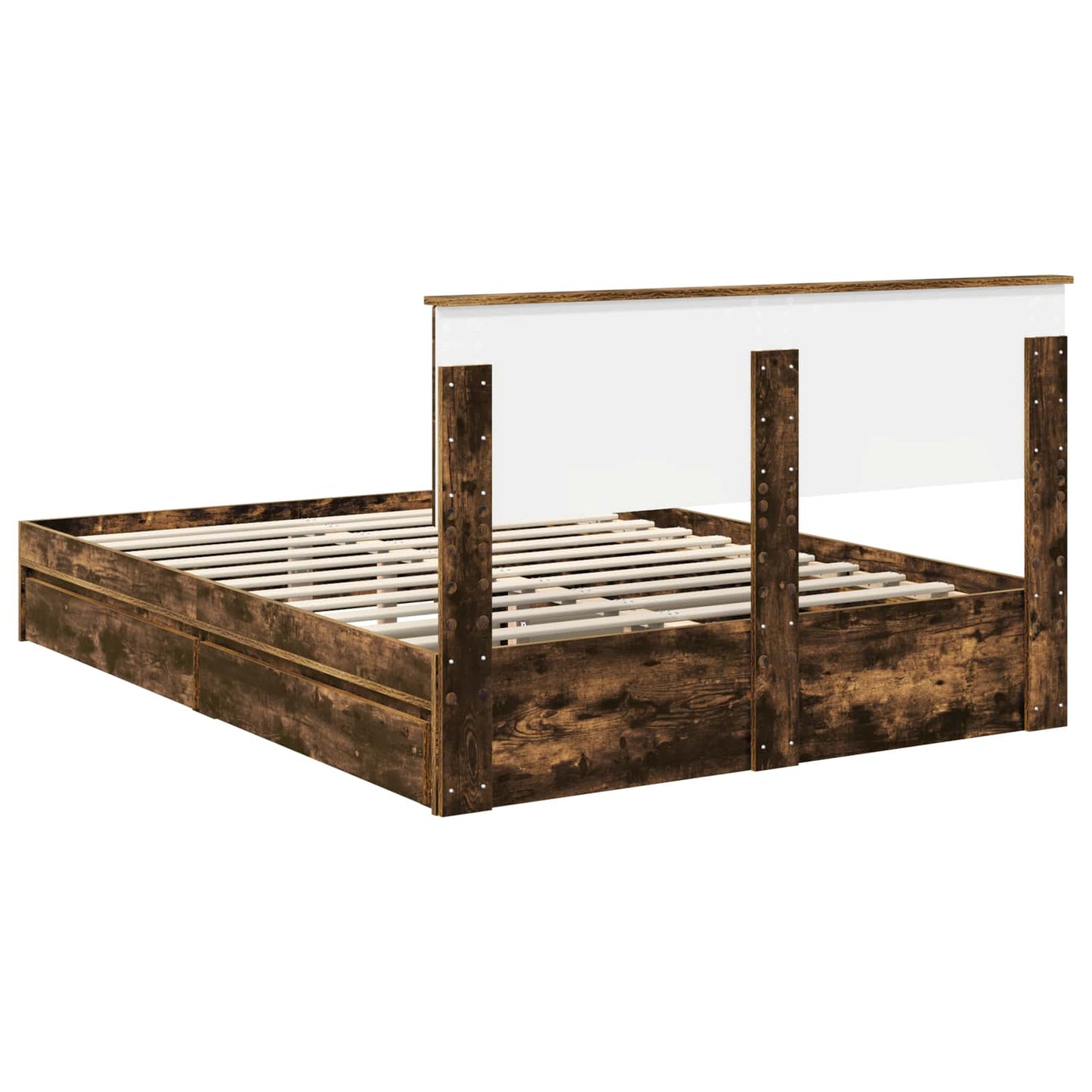 Opslag bed met lade Gerookt eiken 160 x 200 cm Bewerkt hout is nu te koop bij PeponiXL, paradijselijk wonen!