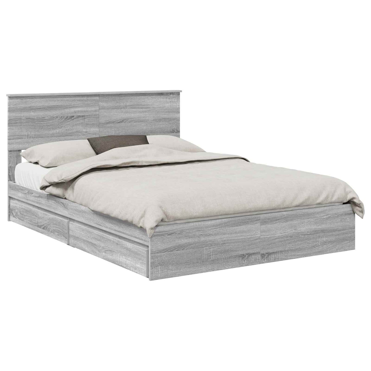 Opslag bed met lade Grijs Sonoma 160 x 200 cm Bewerkt hout is nu te koop bij PeponiXL, paradijselijk wonen!