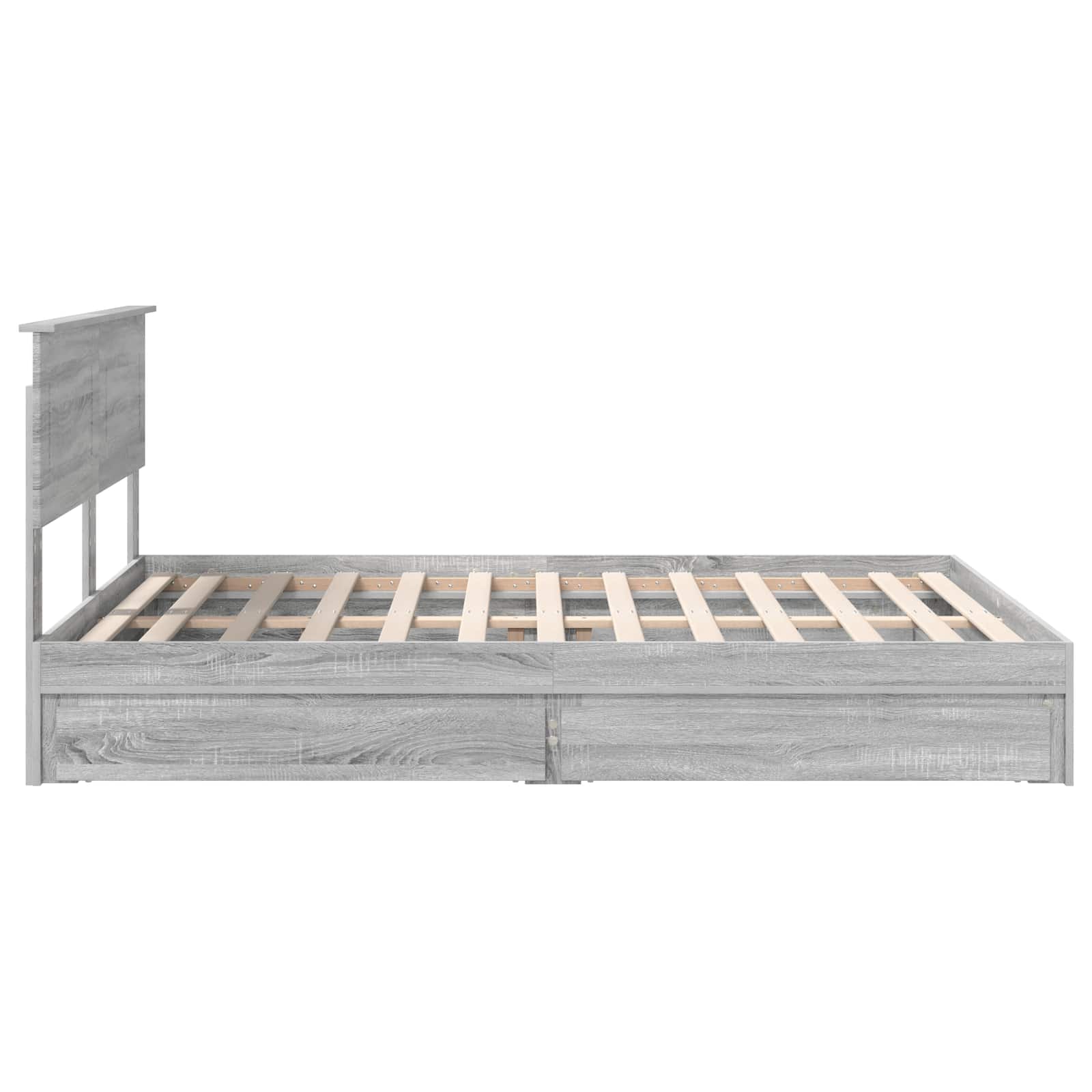Opslag bed met lade Grijs Sonoma 160 x 200 cm Bewerkt hout is nu te koop bij PeponiXL, paradijselijk wonen!