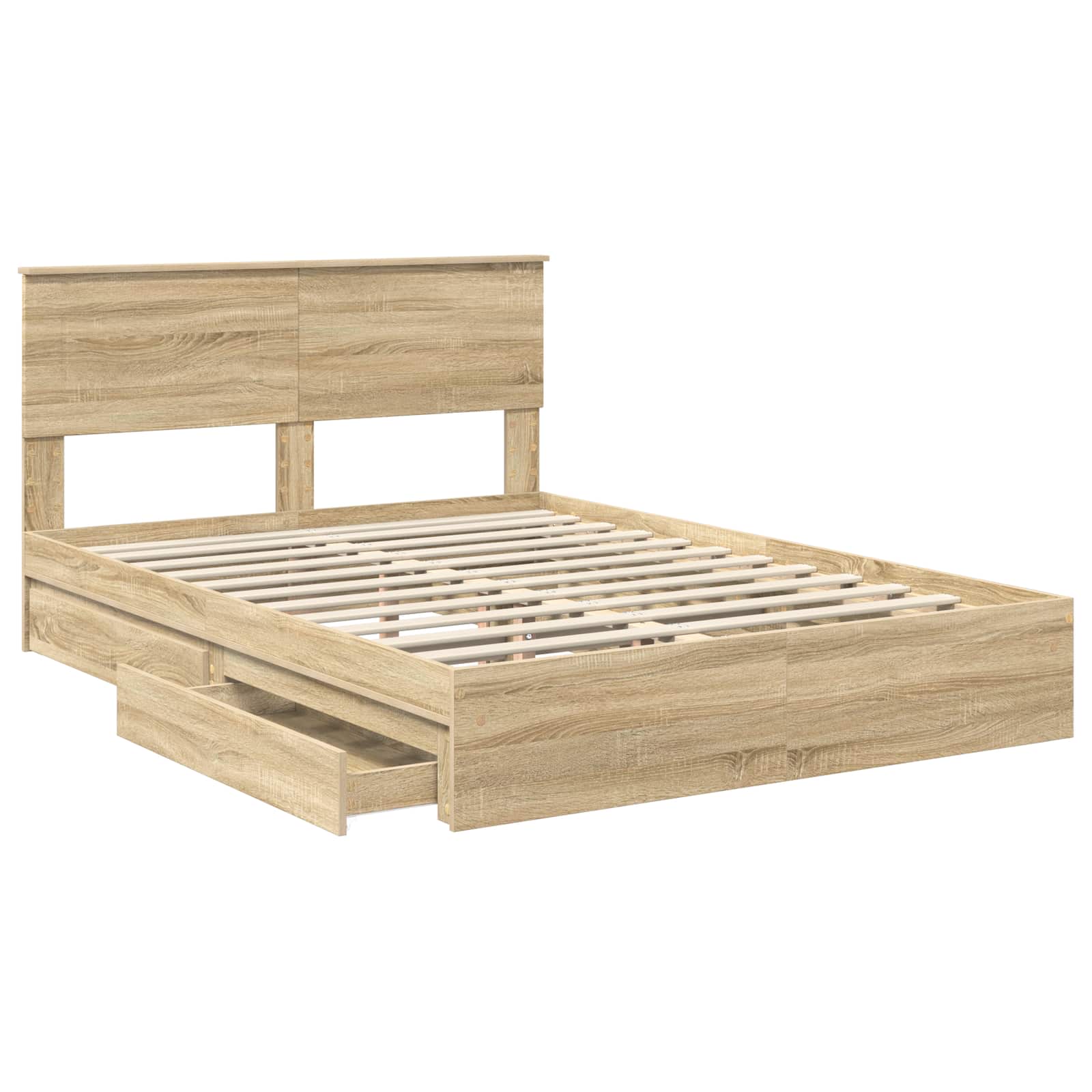 Opslag bed met lade Sonoma Eiken 150 x 200 cm Bewerkt hout is nu te koop bij PeponiXL, paradijselijk wonen!