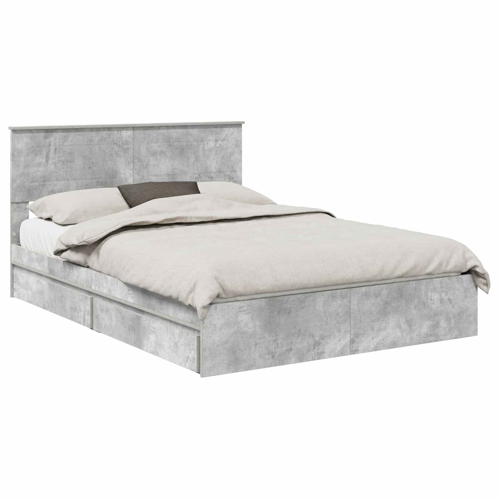 Opslag bed met hoofdeinde Beton Grijs 150 x 200 cm Bewerkt hout is nu te koop bij PeponiXL, paradijselijk wonen!