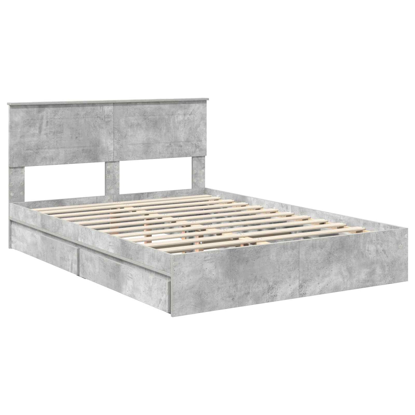 Opslag bed met hoofdeinde Beton Grijs 150 x 200 cm Bewerkt hout is nu te koop bij PeponiXL, paradijselijk wonen!